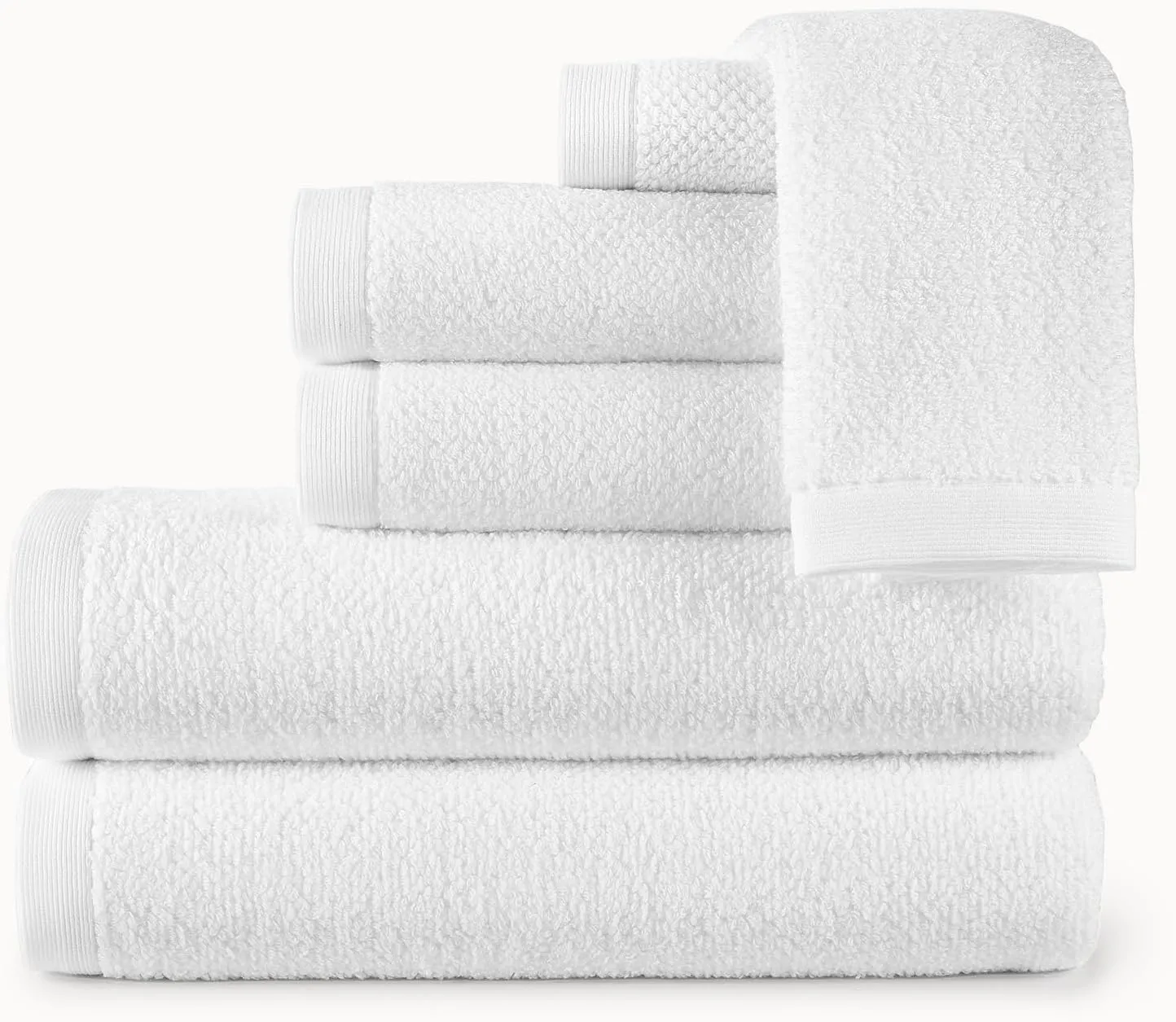 Peacock Alley Jubilee Bath Towels - Luxurious 100% Long Staple Cotton Textured Bath Towels with 600 Gram Weight - 6pc Towel Set (White)
