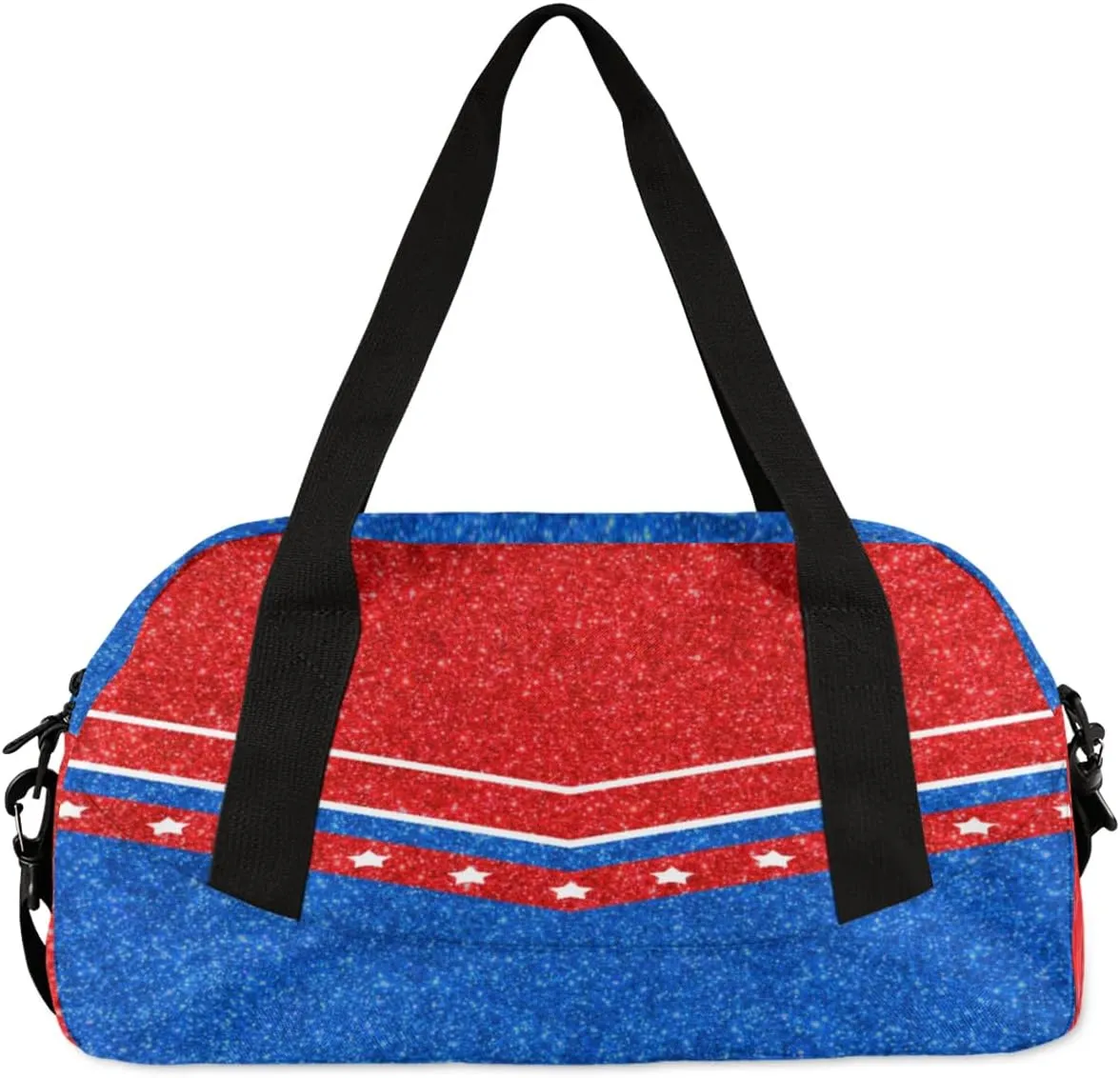 Personalized Name Cheer Bag Custom Sport Duffel Bag for Girls Cheerleader Bags Overnight Weekender Bags Carry On Travel Bag, Glitter Blue Red