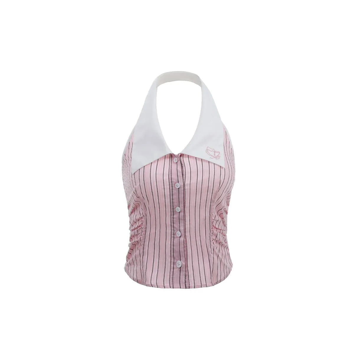 Pink Color Blocked Striped Vest