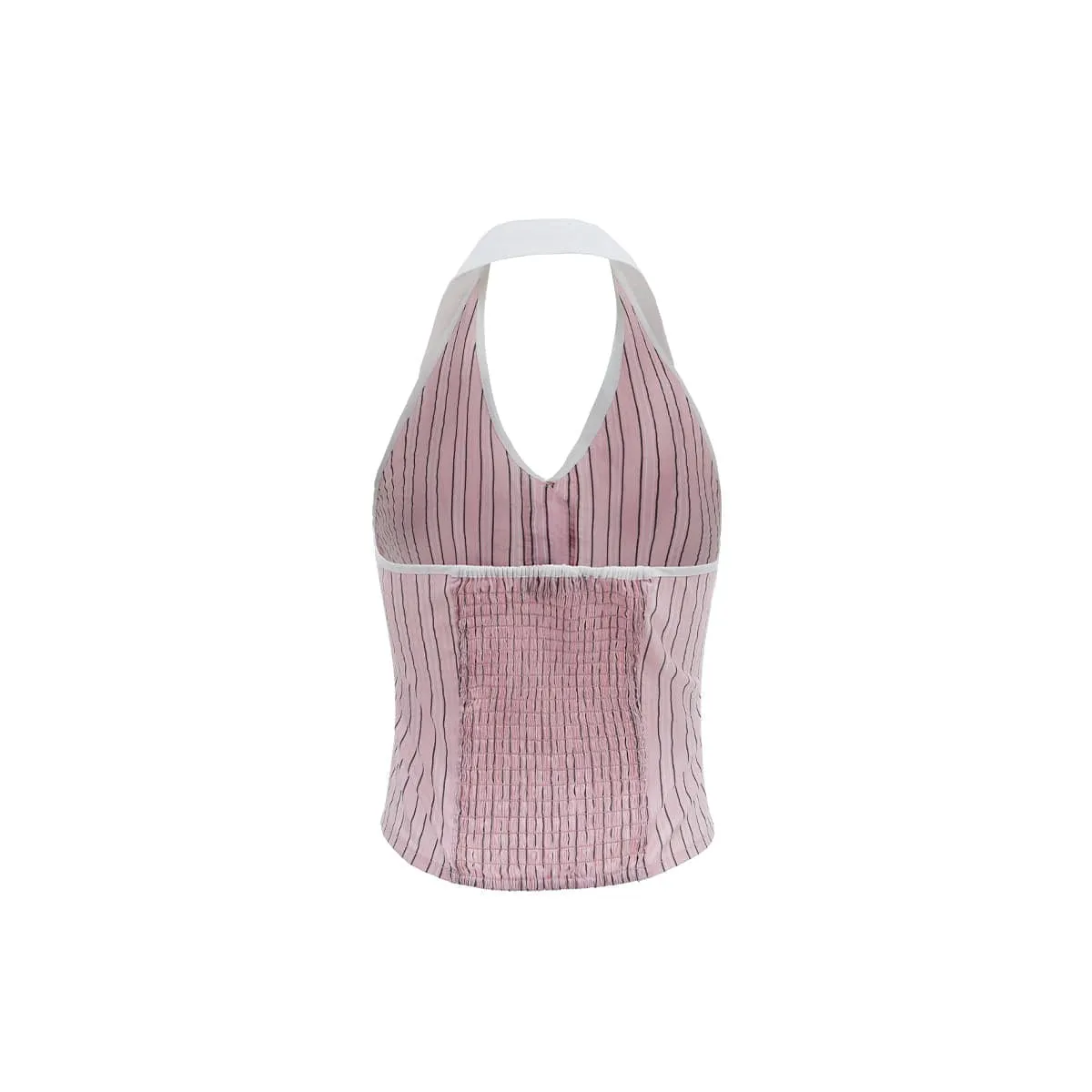 Pink Color Blocked Striped Vest