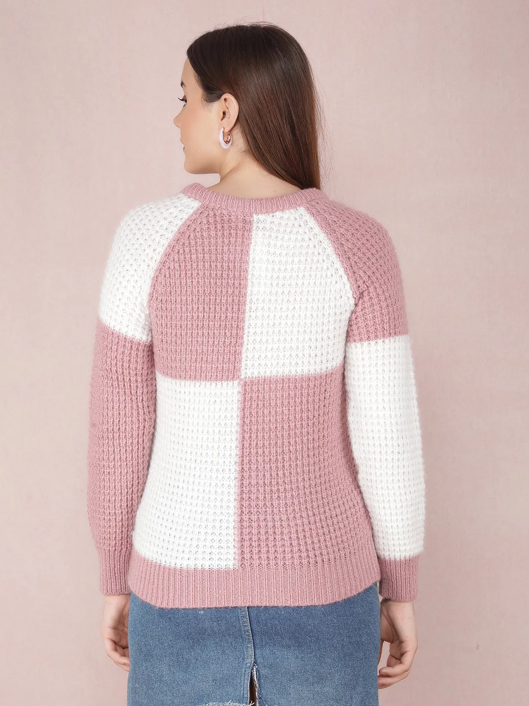 Pink Color-Blocked Sweater