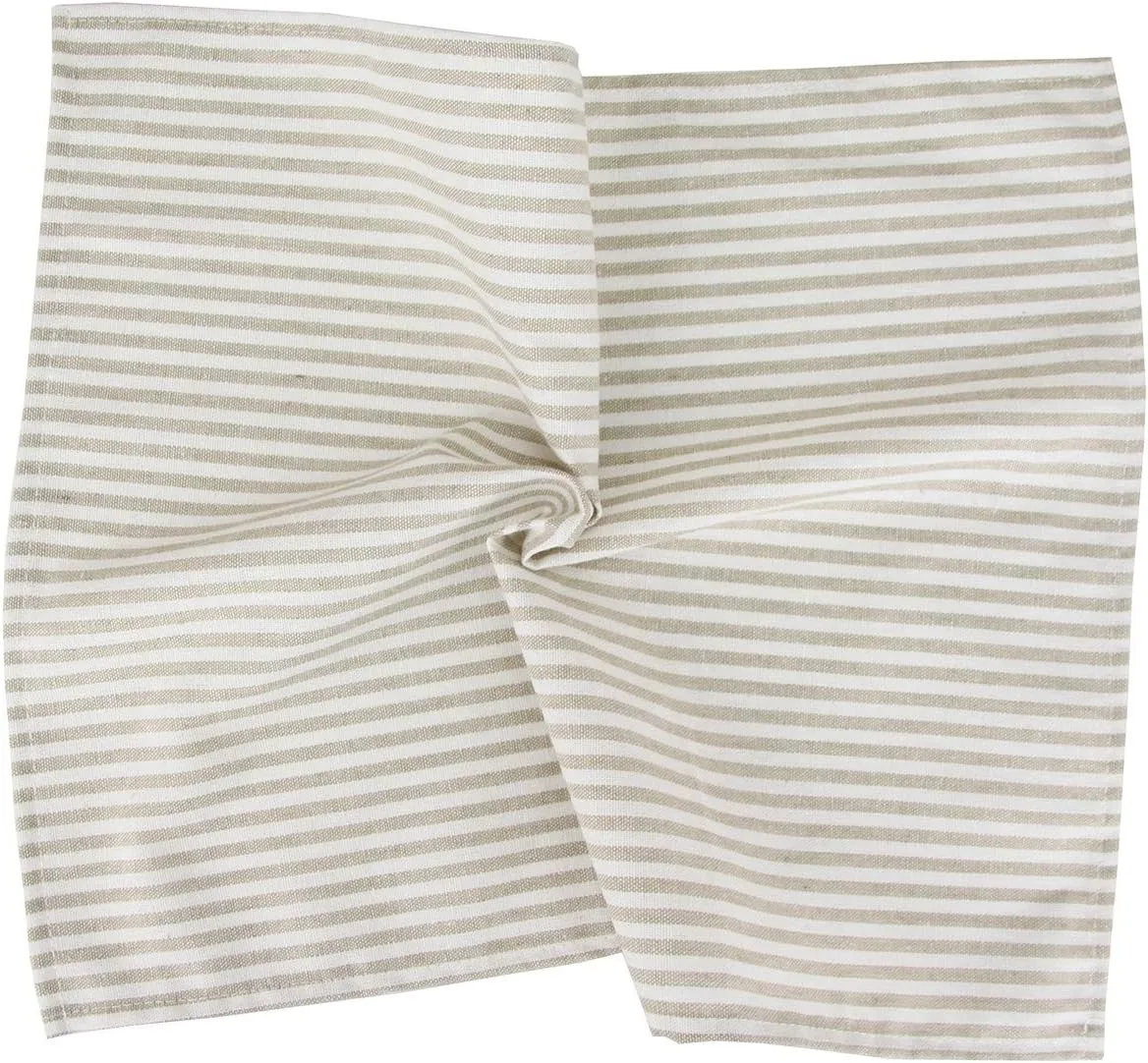 Plain Striped Cotton Linen Blended Dinner Cloth Napkins - Set of 12 (40 x 30 cm) - for Events & Home Use (Beige)