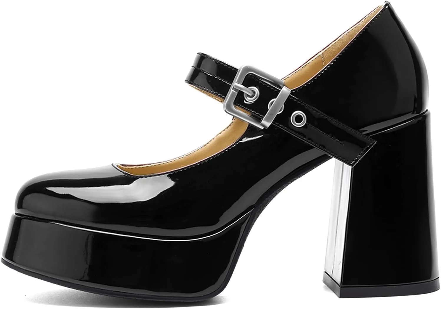 Platform Mary Jane Heels for Women Block Heel Chunky Round Closed Toe Dress Shoes
