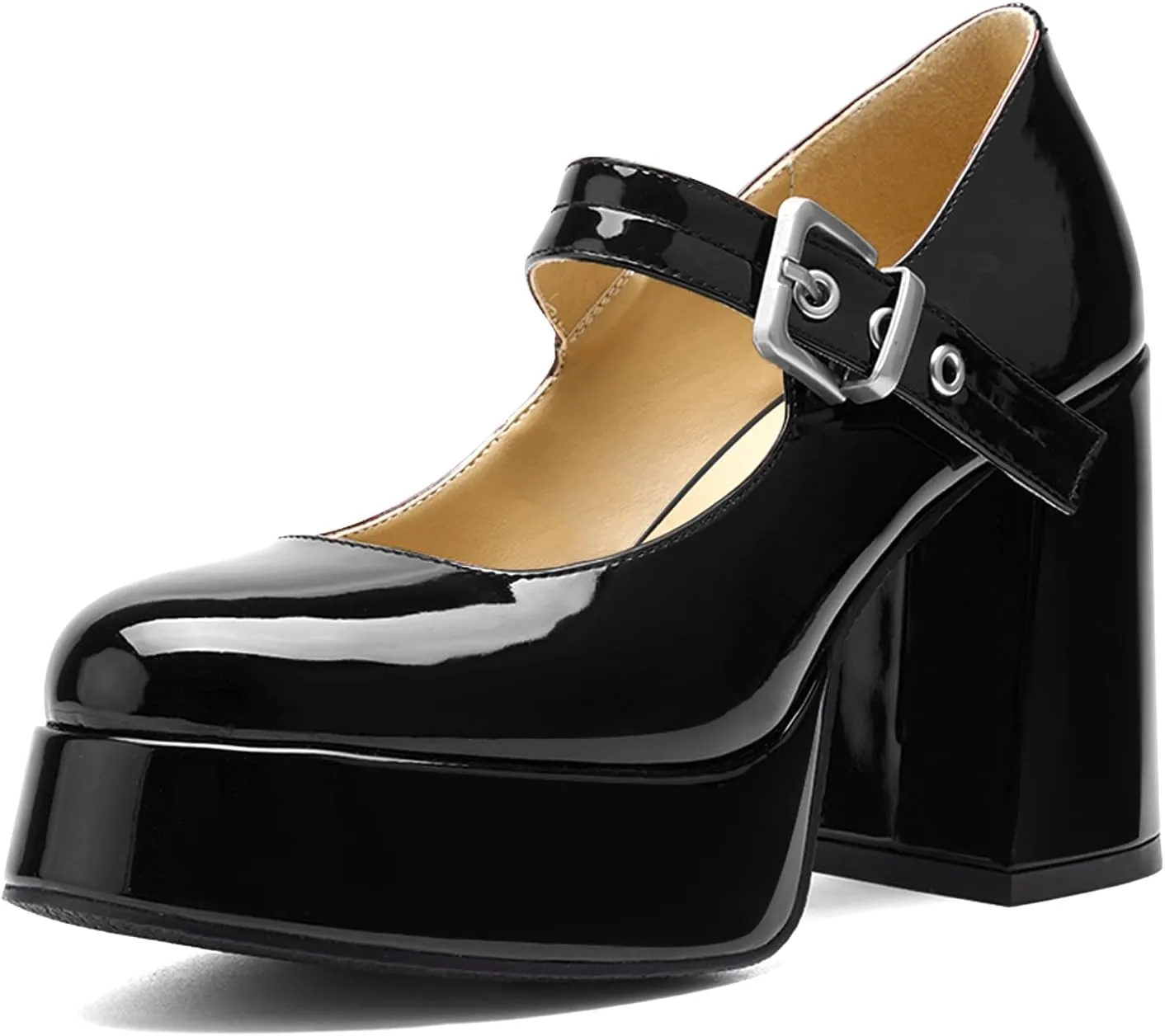 Platform Mary Jane Heels for Women Block Heel Chunky Round Closed Toe Dress Shoes