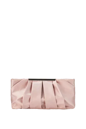 Pleated Satin Clutch Bag - Champagne