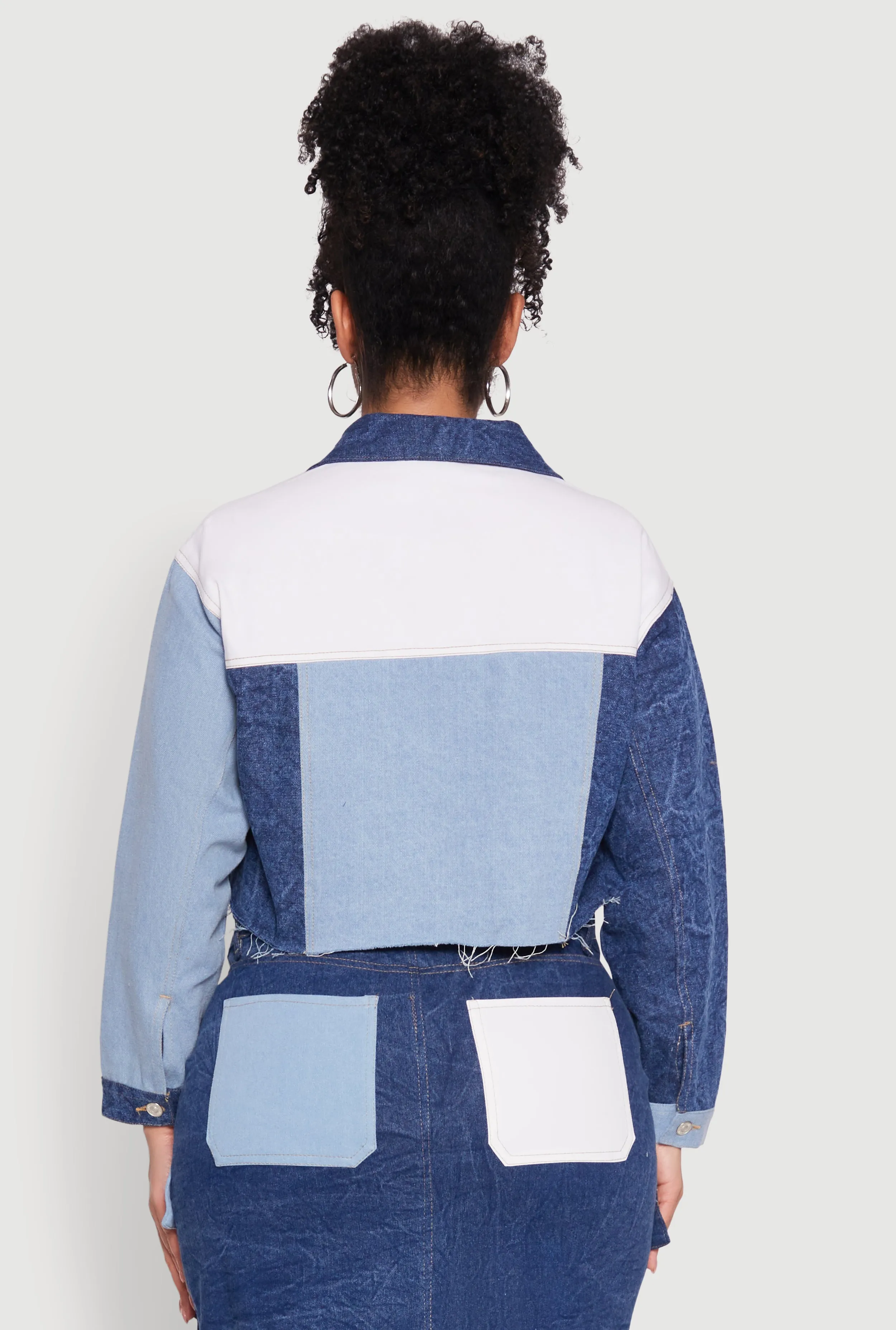 Plus Size Color Blocked Jean Jacket