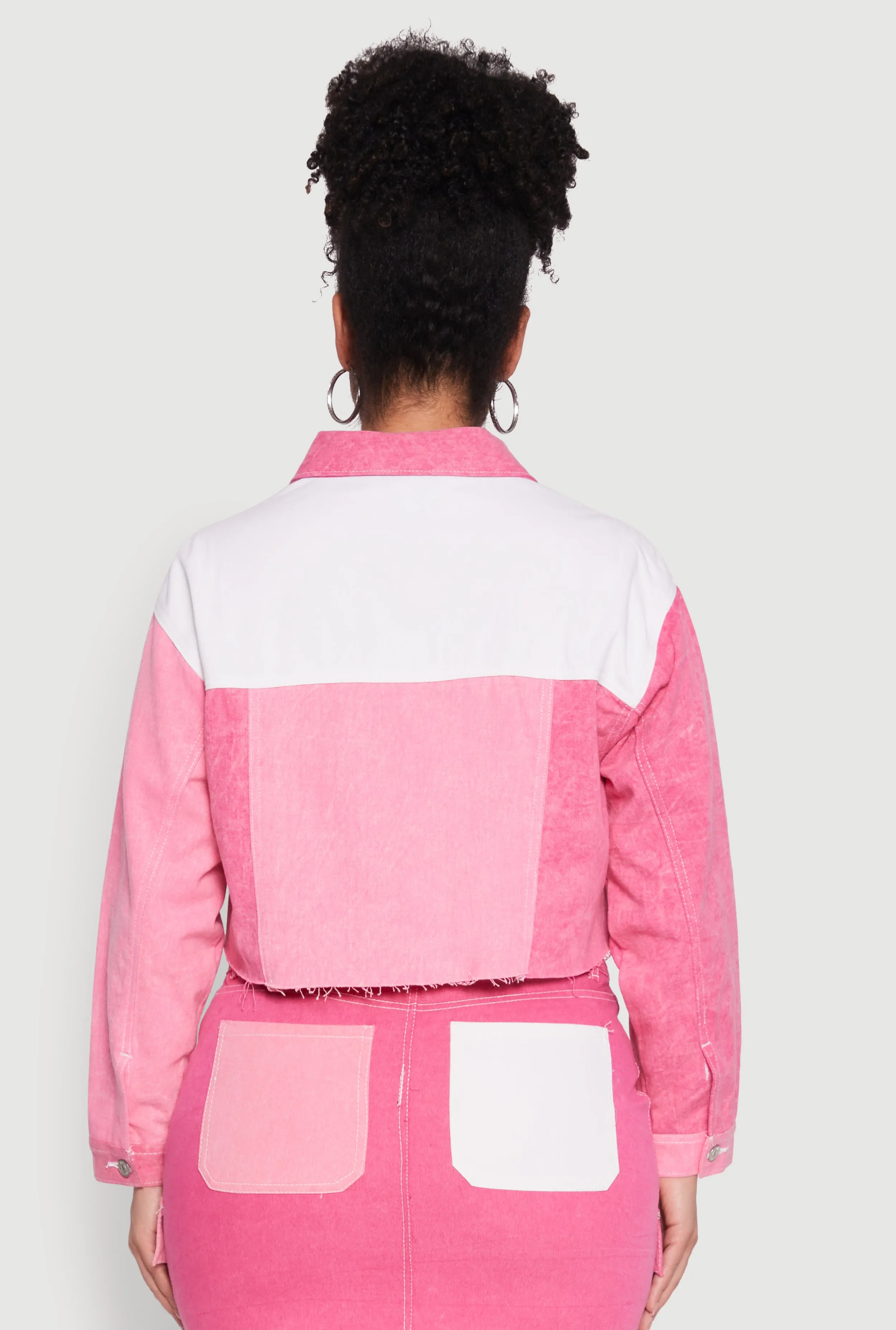 Plus Size Color Blocked Jean Jacket