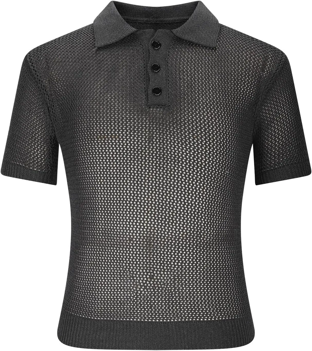 Plus Size Knitted Muscle Shirt Men V Neck Short Sleeve Moisture Wicking Top Casual Fashion Hollow Out Texture Blouse