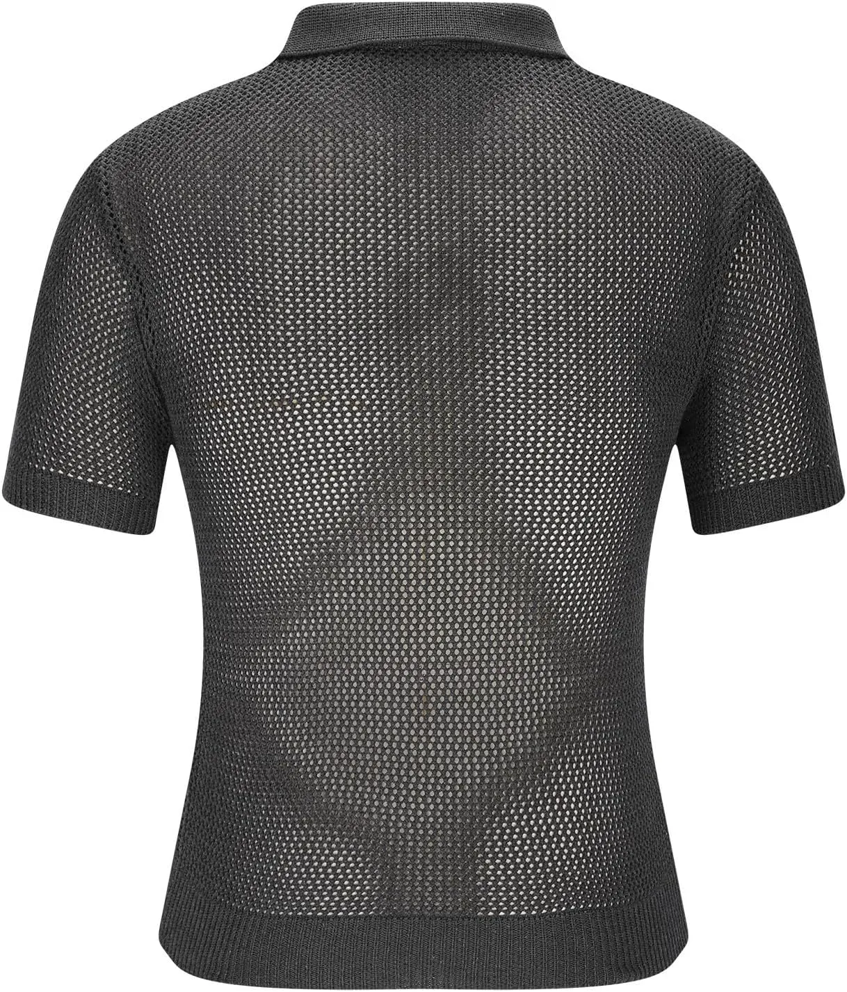 Plus Size Knitted Muscle Shirt Men V Neck Short Sleeve Moisture Wicking Top Casual Fashion Hollow Out Texture Blouse