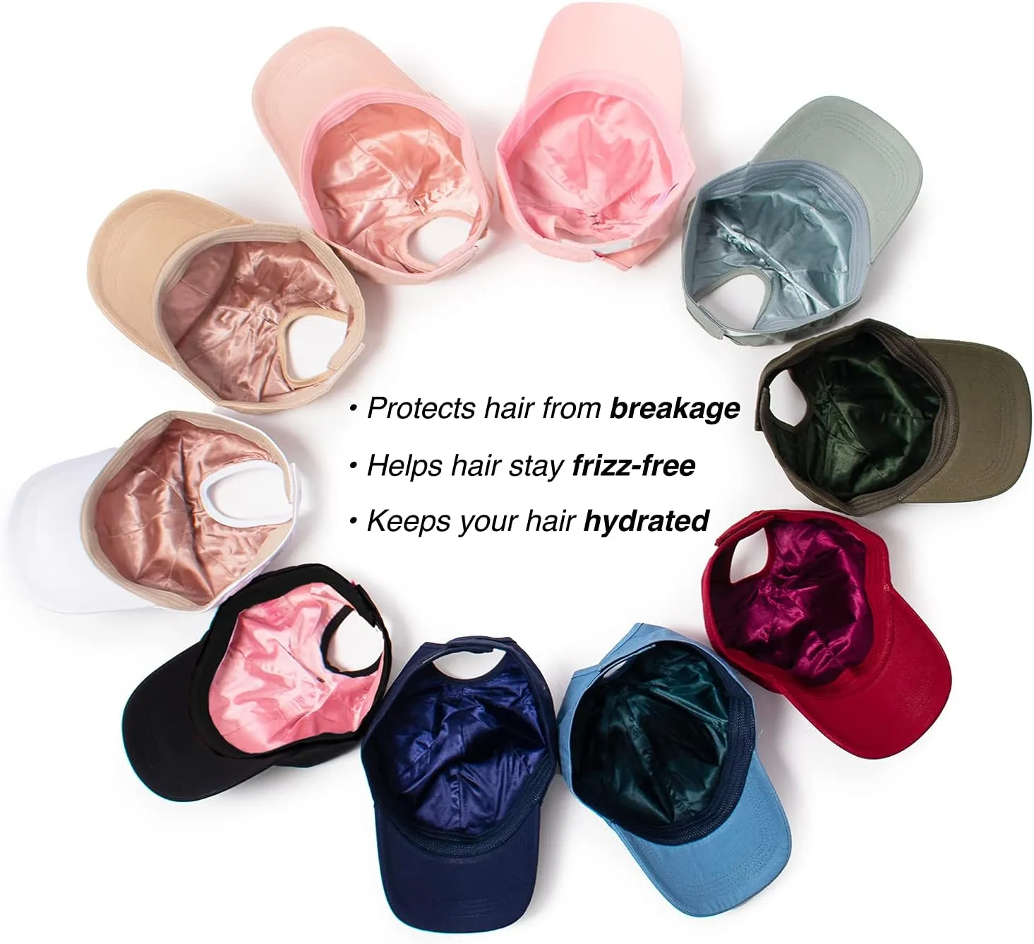 Ponyflo Satin-Lined Ponytail Cap - Designed for Women with Curly Hair, Ponytail Hats for Women, Curly Hair Baseball Cap