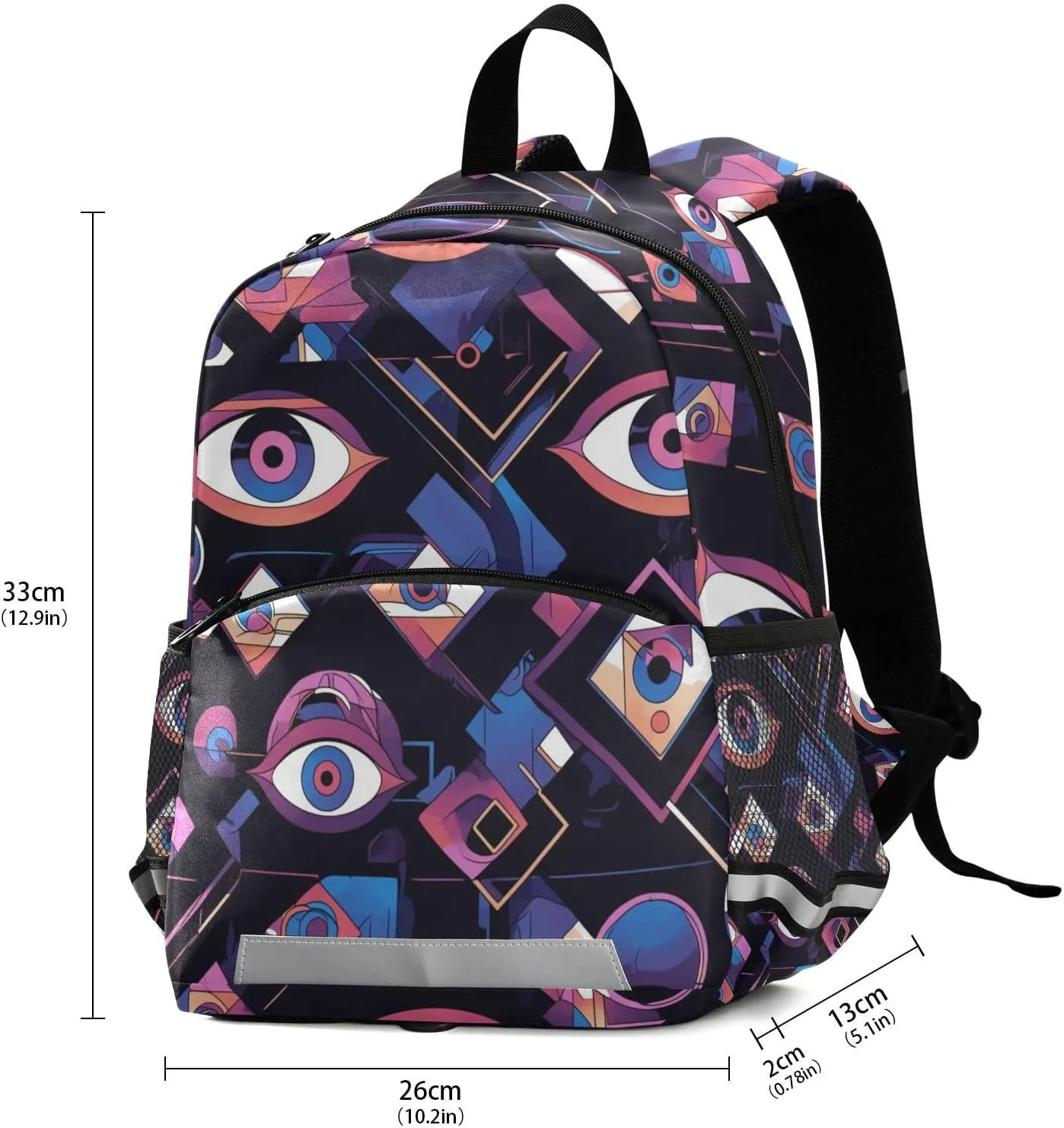 Preschool Kids Backpack Mini Lightweight Book Bag for School Travel Daypack, Evil Eye Circle White Obsidian