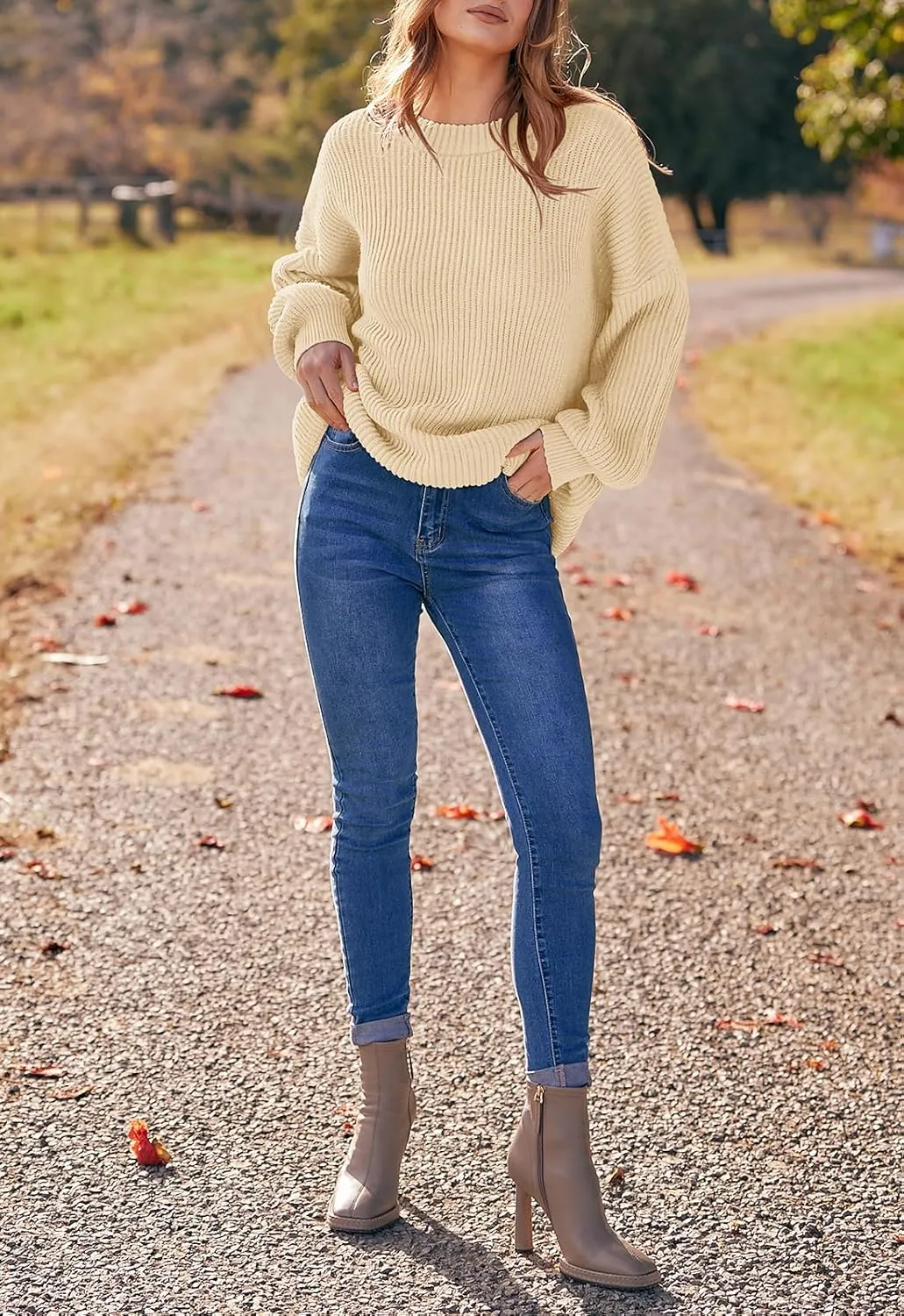 PRETTYGARDEN Womens Sweaters Fall 2025 Oversized Chunky Knitted Pullover Sweater Casual Long Sleeve Crewneck Cute Sweaters