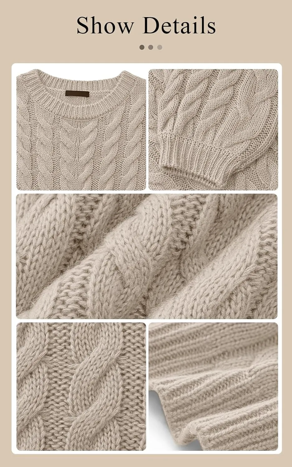 PRETTYGARDEN Womens Sweaters Spring 2025 Cable Knit Long Sleeve Crewneck Oversized Sweater Chunky Pullover Loose Outfits
