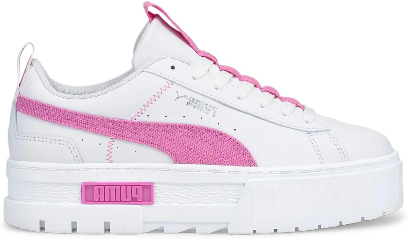 PUMA Womens Mayze Lace Up Platform Sneakers Shoes Casual - White