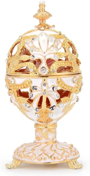 QIFU Easter Egg Style Hand Painted Decorative Trinket Box with Hinged, Unique Easter Day Gift