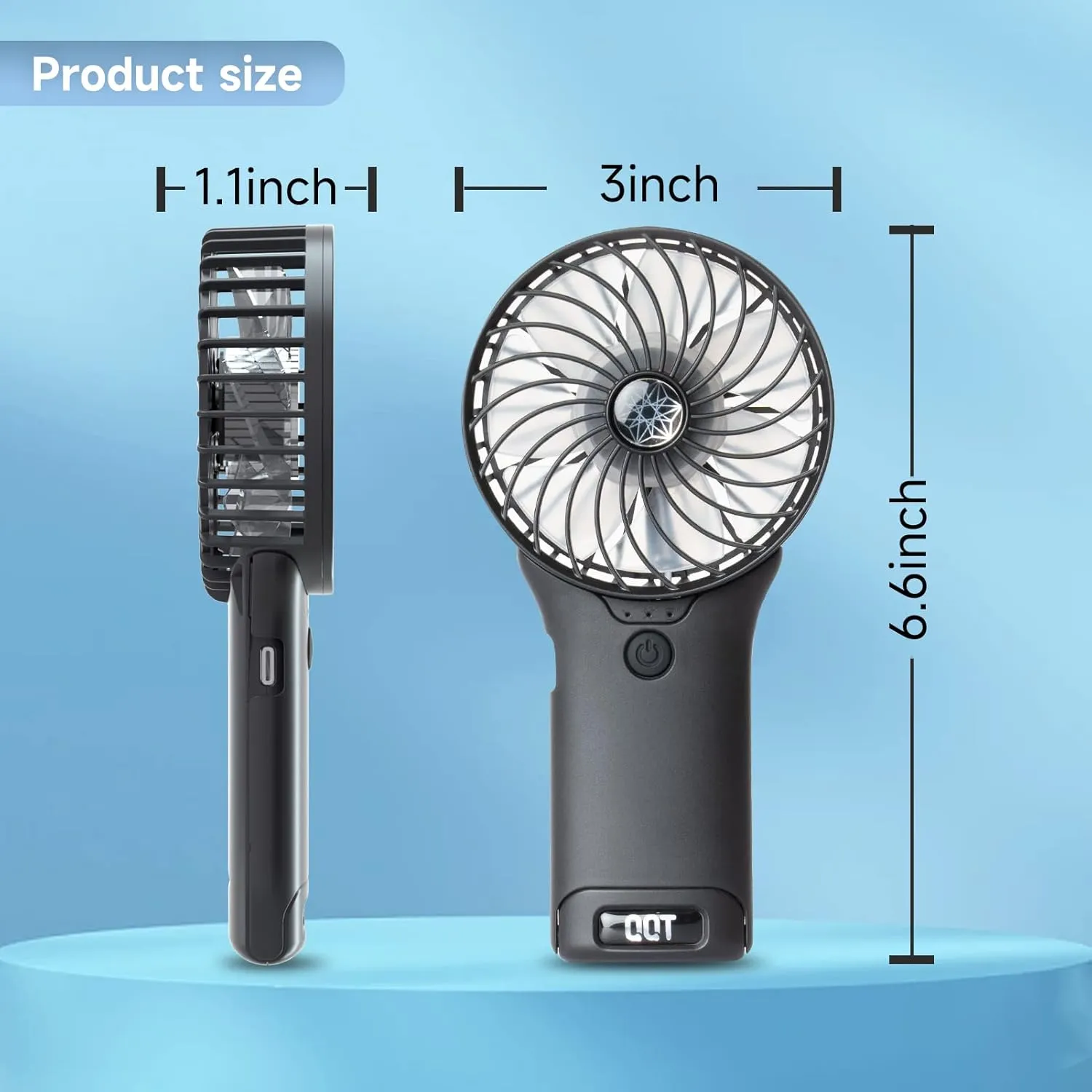 QQT Mini Handheld Fan,4 Speed Adjustable Portable Battery Operated Fans,USB Rechargeable Desk Fan with Mirror,Max 20 Hrs Hand Fan For Travel Office Outdoor Women Men（Pink&White）
