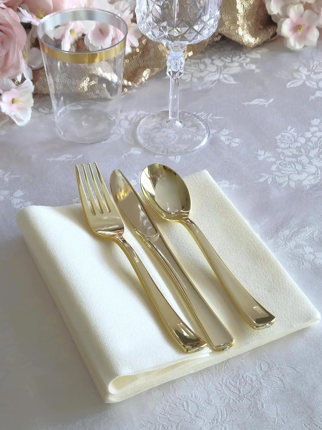 " OCCASIONS " Wedding Party Linen Feel White 13'' x 13'' Dinner Paper Napkins (120, Luncheon, Square Fold)