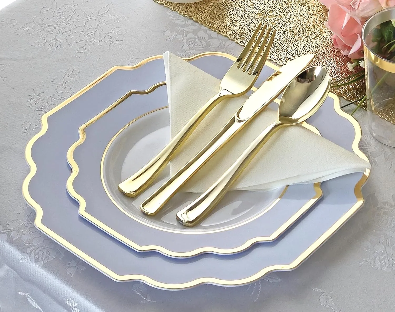 " OCCASIONS " Wedding Party Linen Feel White 13'' x 13'' Dinner Paper Napkins (120, Luncheon, Square Fold)