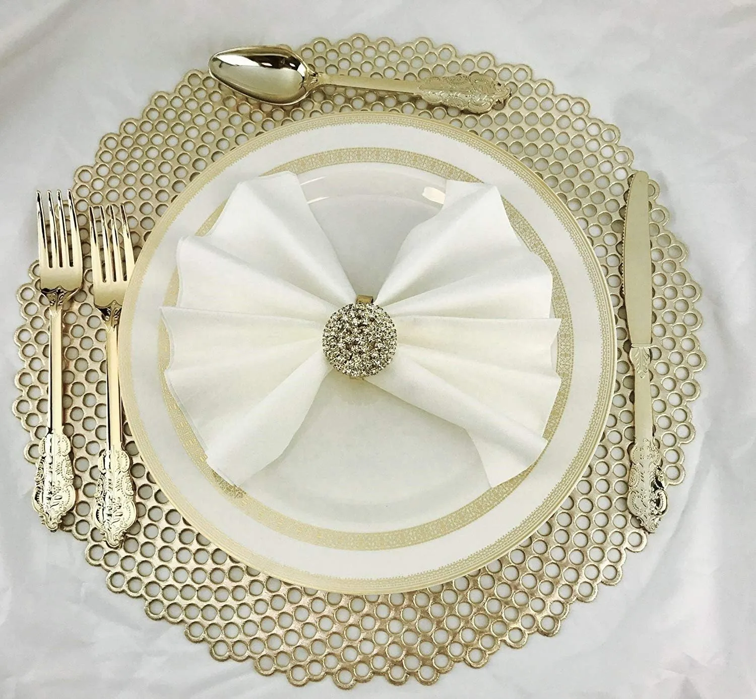 " OCCASIONS " Wedding Party Linen Feel White 13'' x 13'' Dinner Paper Napkins (120, Luncheon, Square Fold)