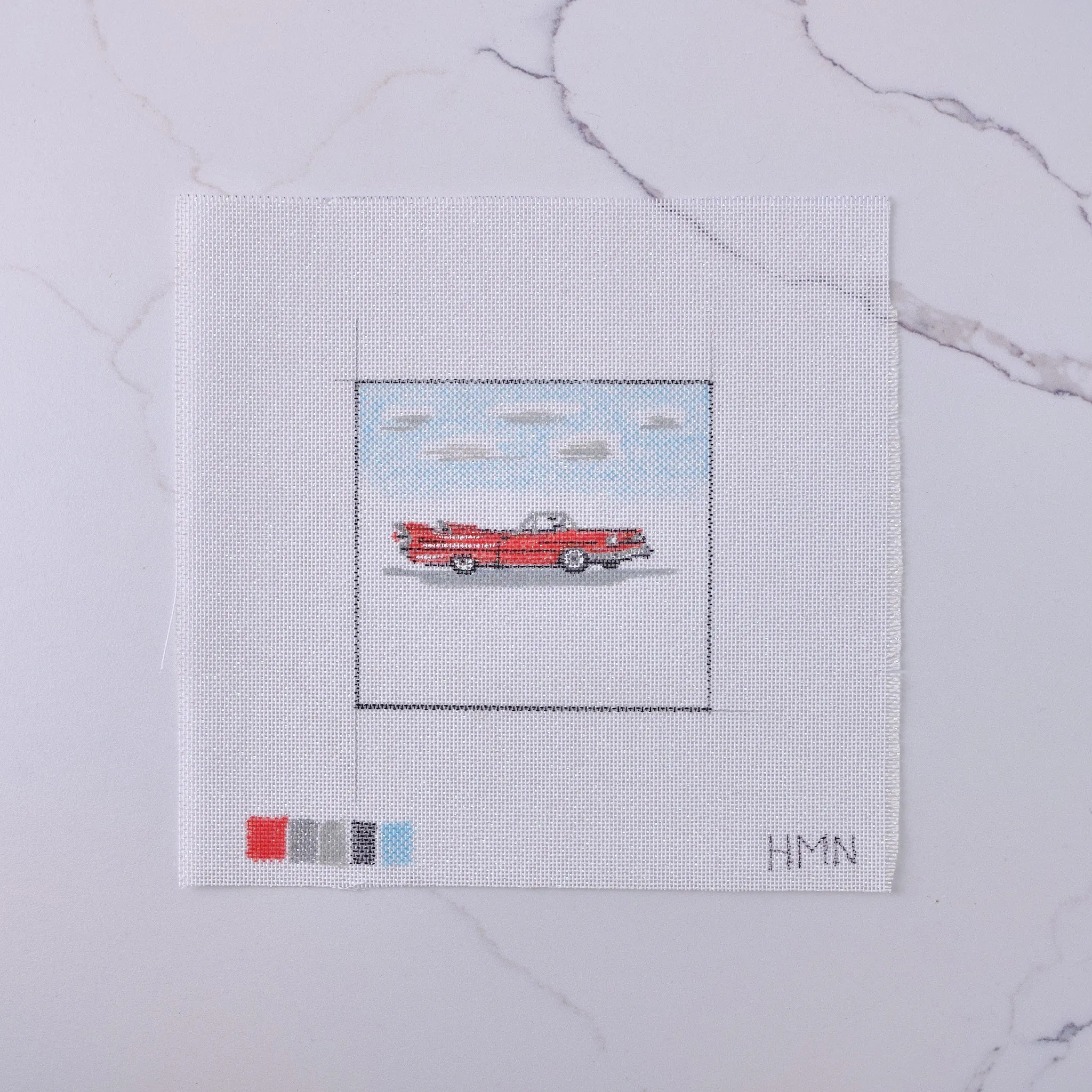 "Red Tail Fins" - Hand Painted Needlepoint Canvas