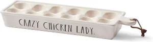 Rae Dunn Stem Print Egg Tray, Egg Holder for Refrigerator, Stoneware Egg Tray, Holds 12 Eggs