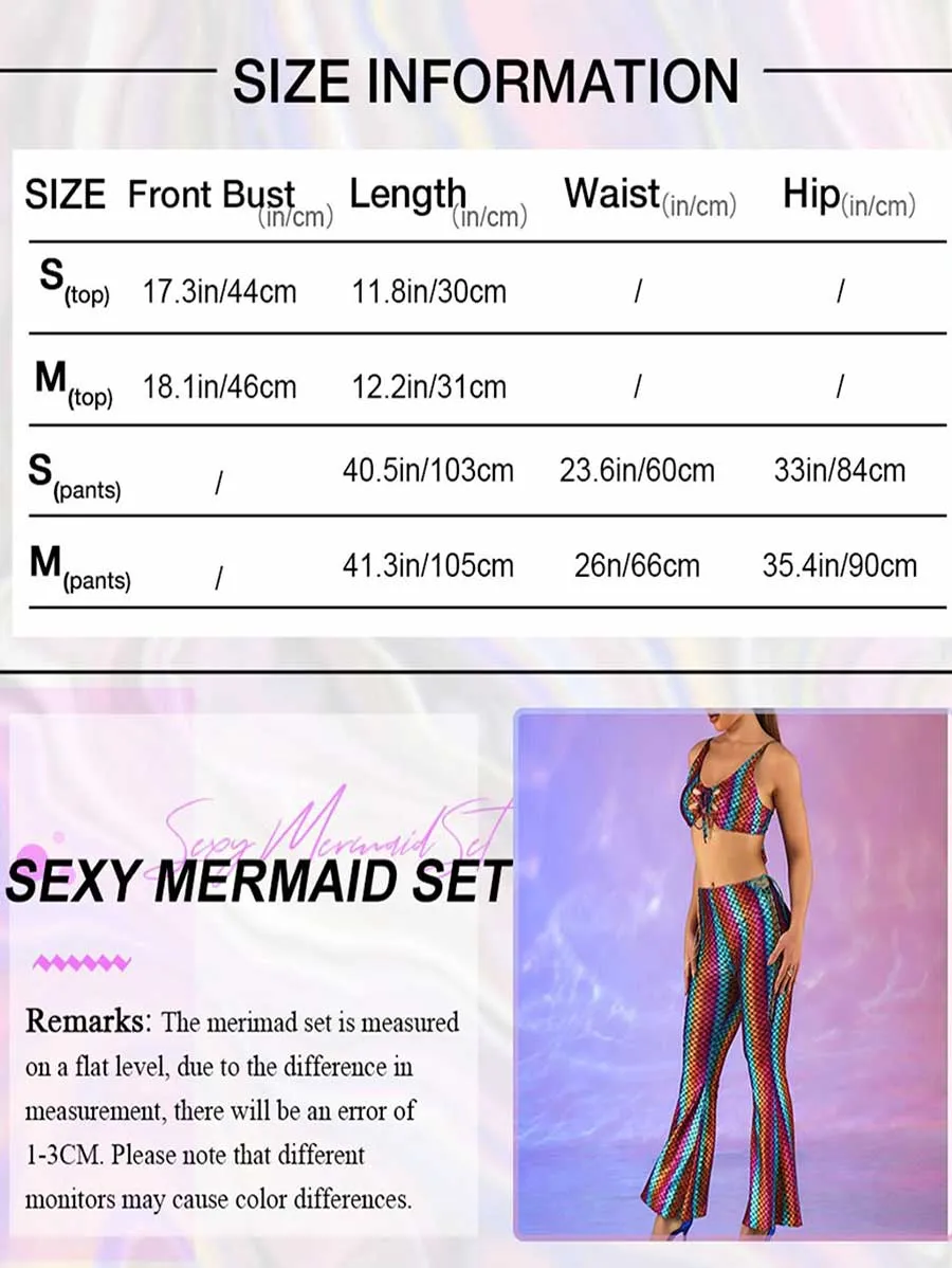 Rainbow Reflective Fish Scale Two-Piece Set
