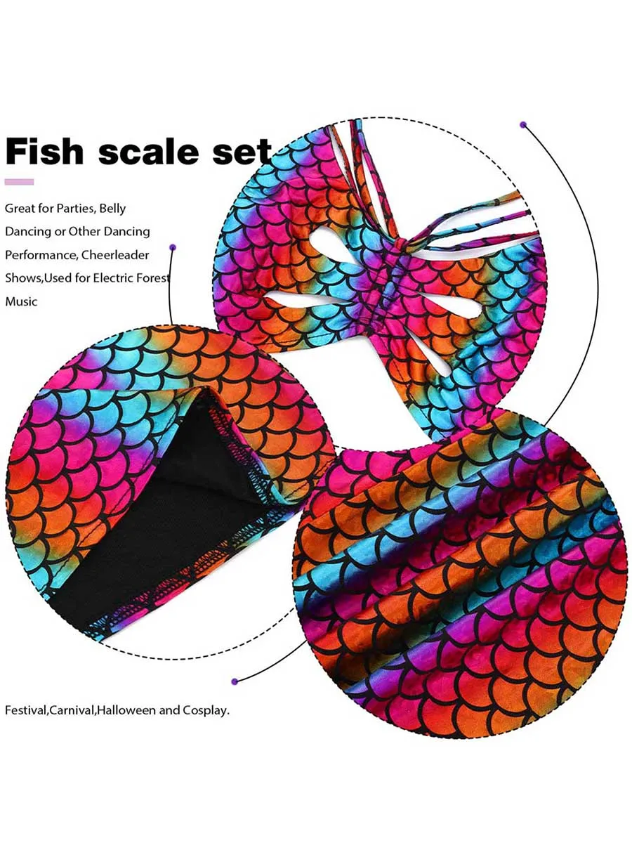 Rainbow Reflective Fish Scale Two-Piece Set