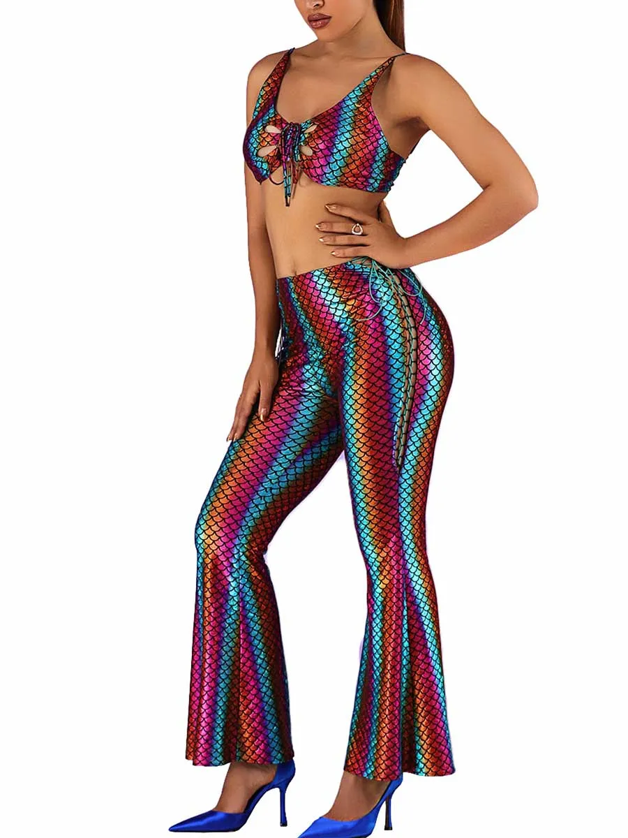 Rainbow Reflective Fish Scale Two-Piece Set