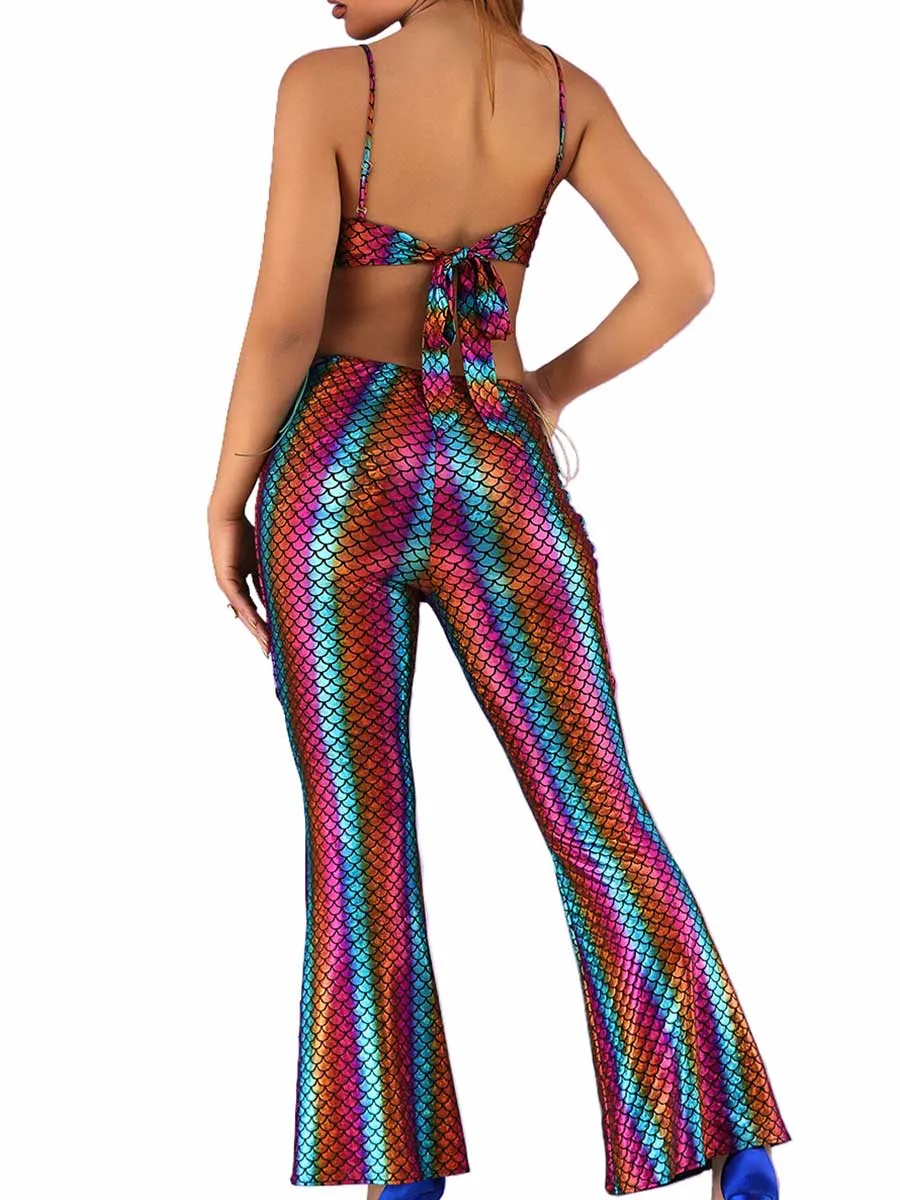 Rainbow Reflective Fish Scale Two-Piece Set