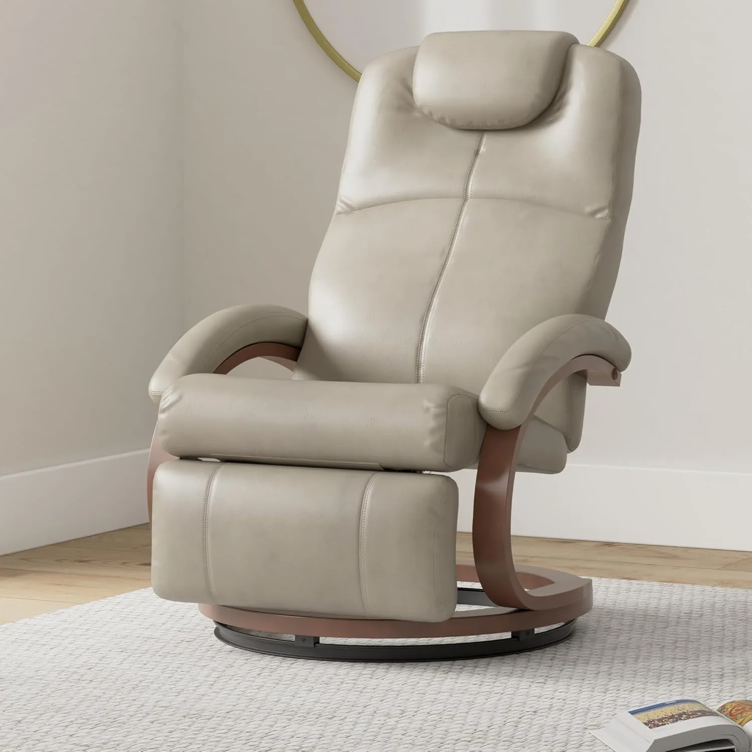 RecPro Charles 28" RV Euro Chair Recliner Modern Design RV Furniture (1, Putty)