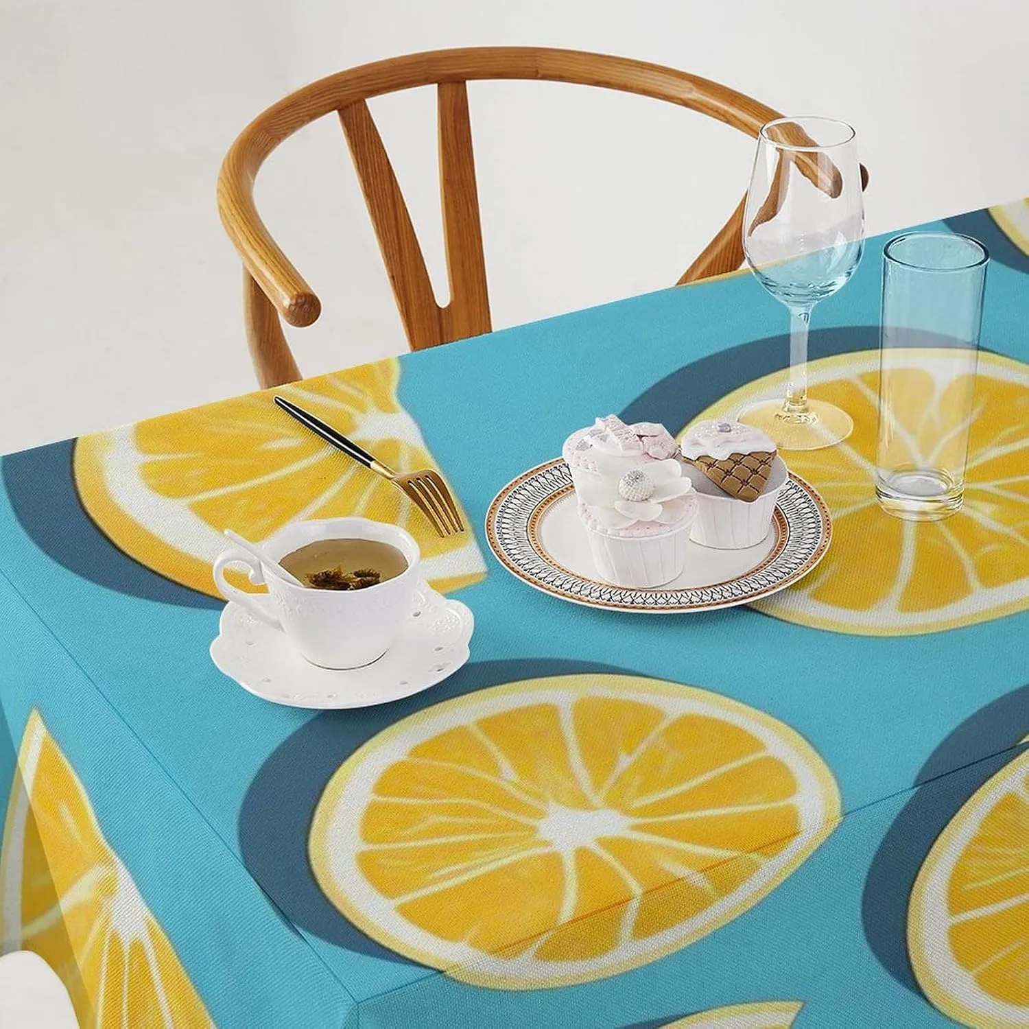 Rectangle Tablecloth Table Covers Lemon Wedges Dining Cloth Stain Resistant Table Cloth Linen Tablecloth Decorations Tablecloth Farmhouse Table Cover 55"x55"