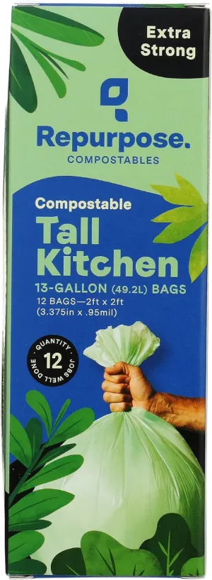 Repurpose Tall Kitchen Bags, 13 Gallon, Cruelty Free, BPA Free, 12 Each (Pack of 20)