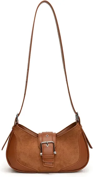 Retro Shoulder Bag PU Leather Handbag for Women Stylish Underarm Purse with Large Capacity and Adjustable Strap