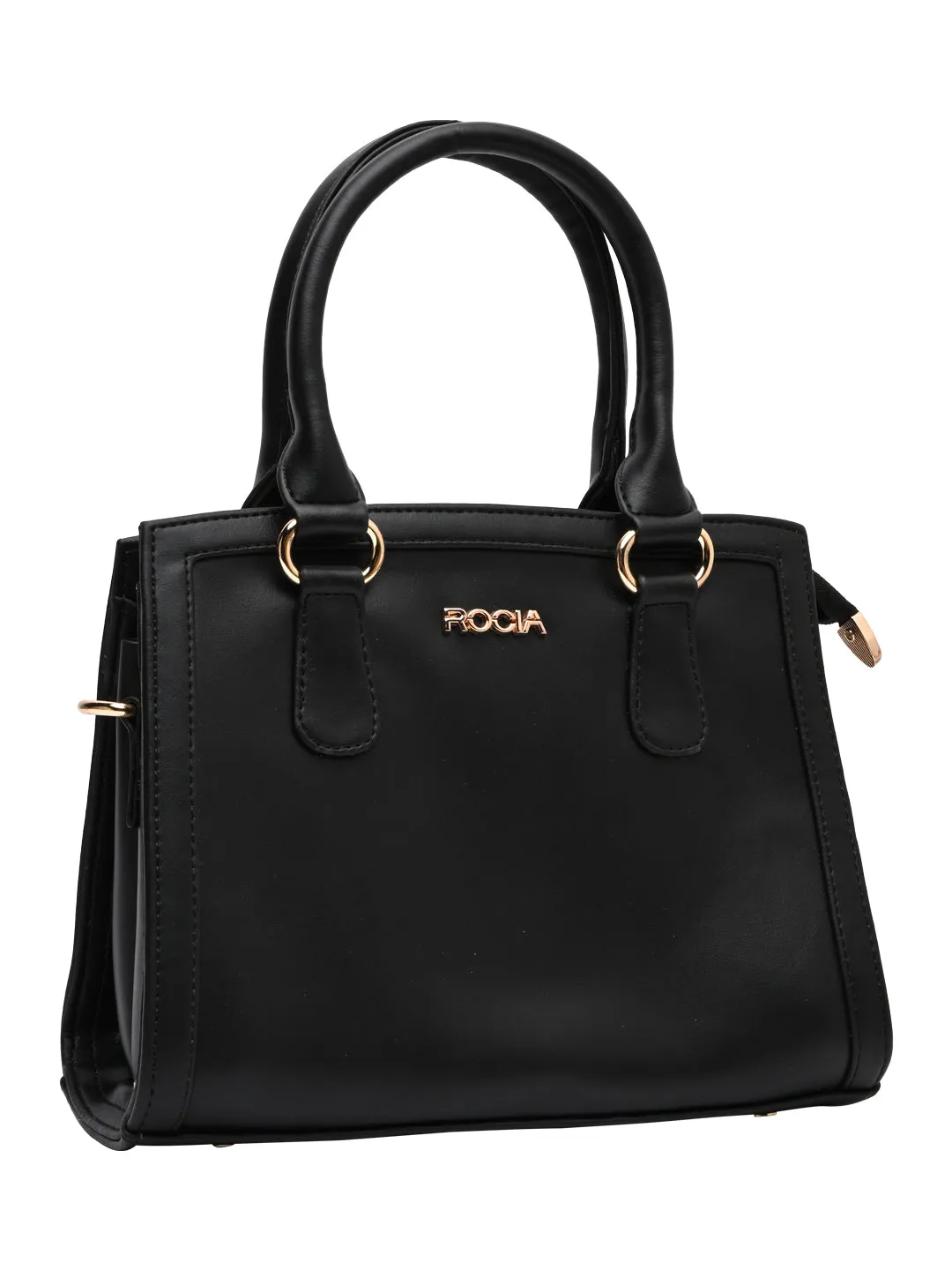 Rocia By Regal Black Women Flower Patterned Self Handbag