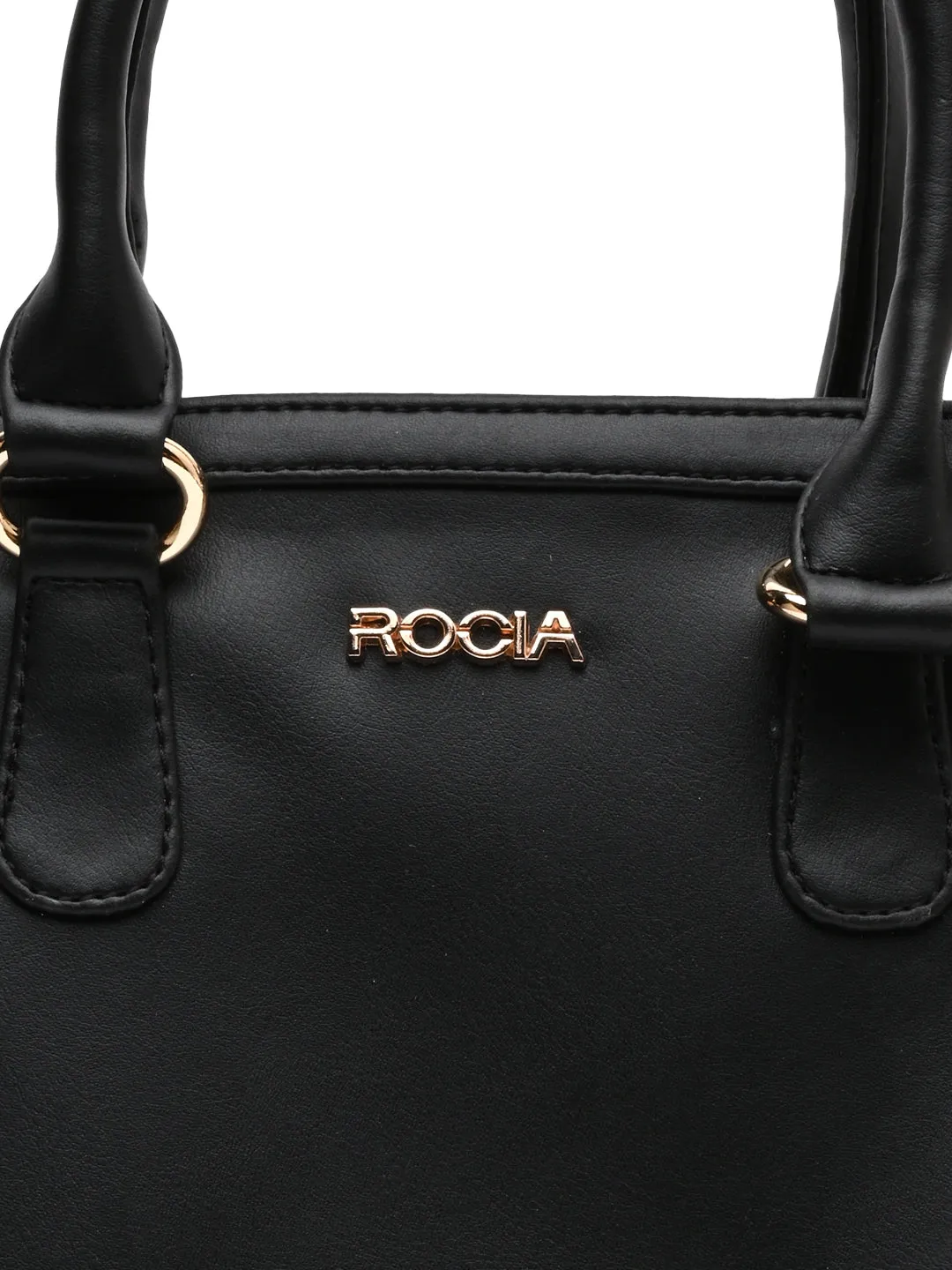 Rocia By Regal Black Women Flower Patterned Self Handbag