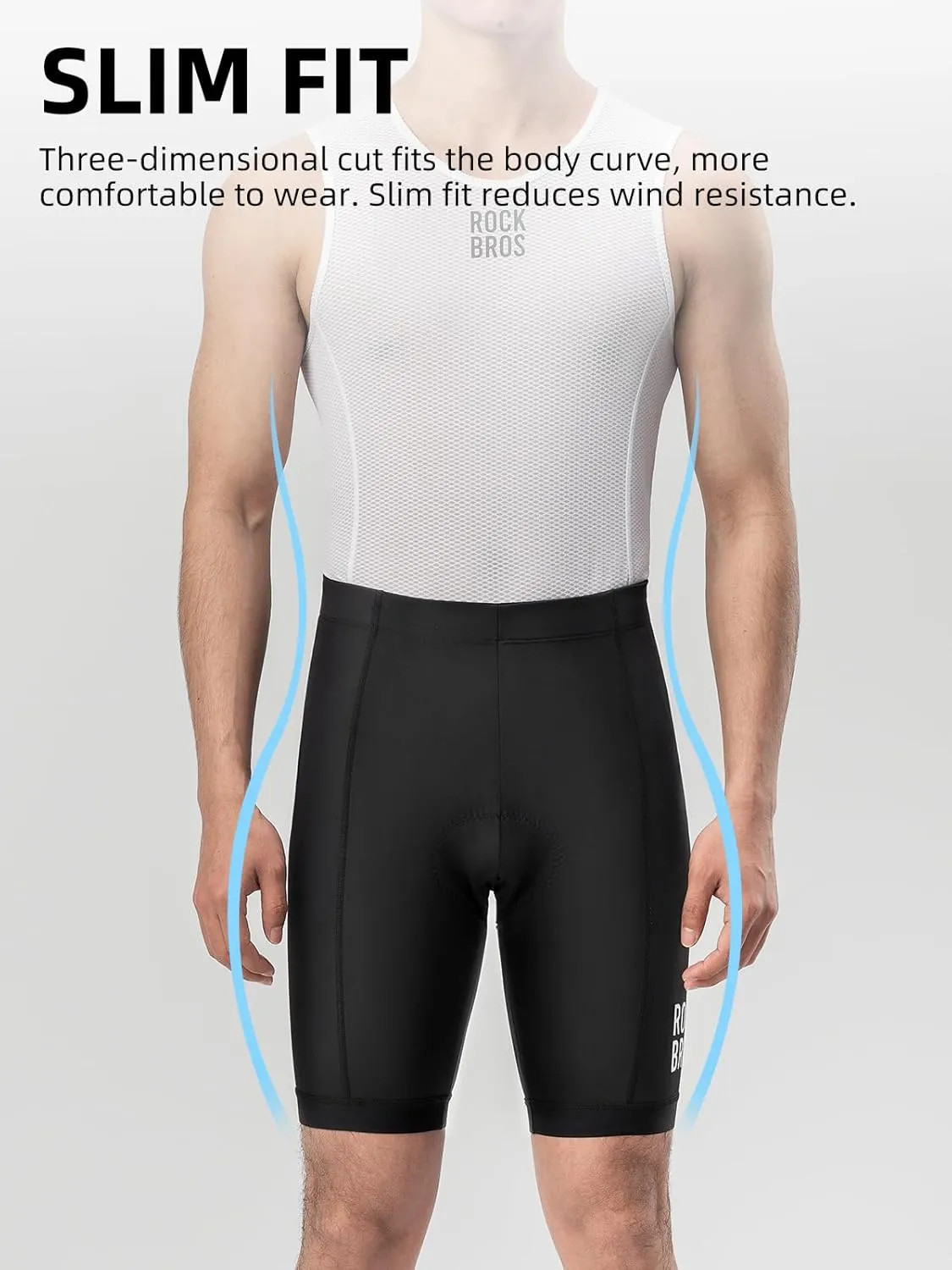 ROCKBROS Bike Shorts for Men, 3D Padded Cycling Shorts Men, Quick-Drying Biking Shorts, Breathable Mountain Bike Shorts