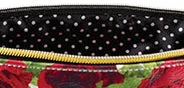 Roses & Gold Stripes Oil Cloth Large Zipper Pouch