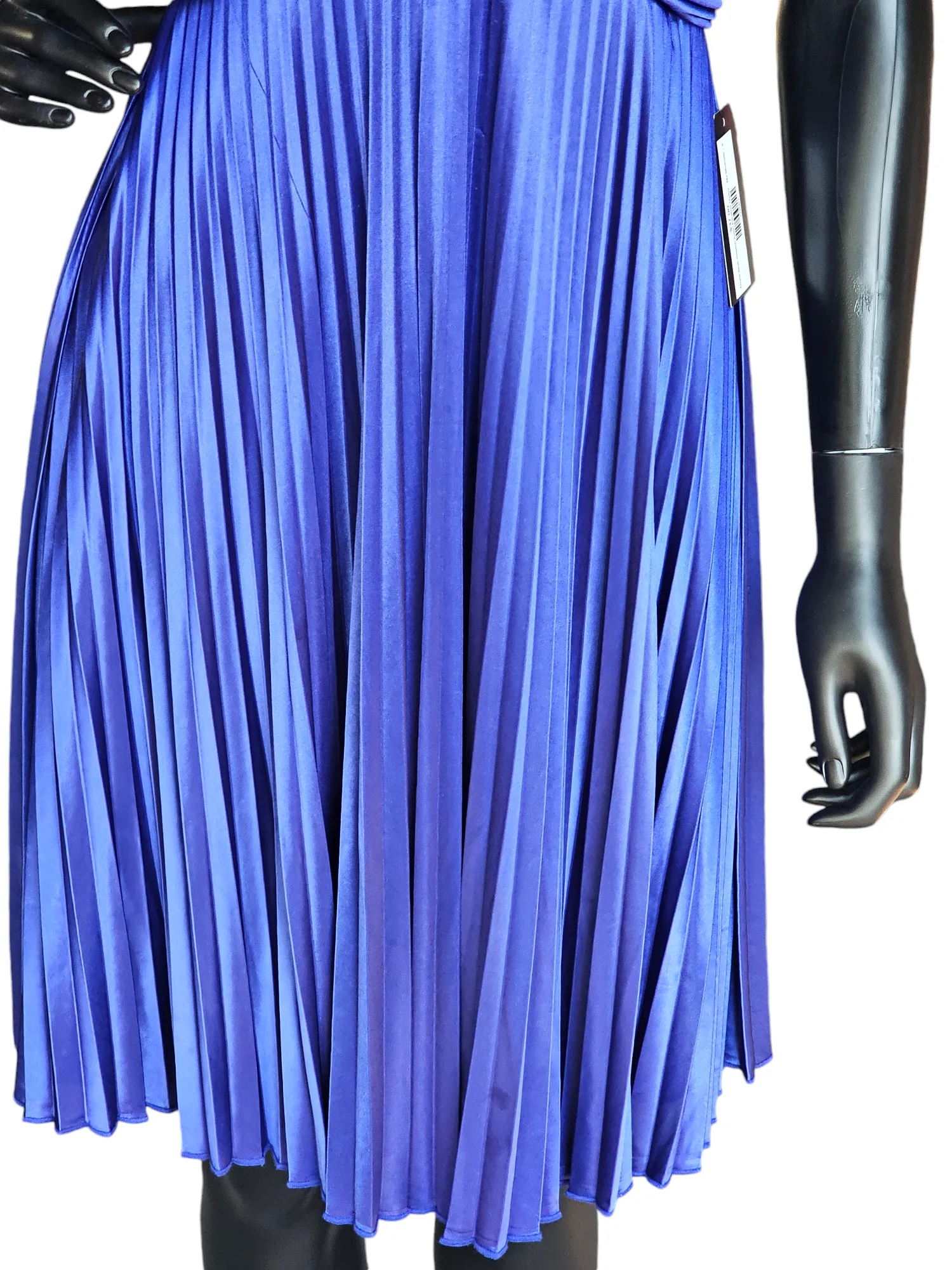 Royal Blue Stretch Satin Pleated Halter - My Michelle