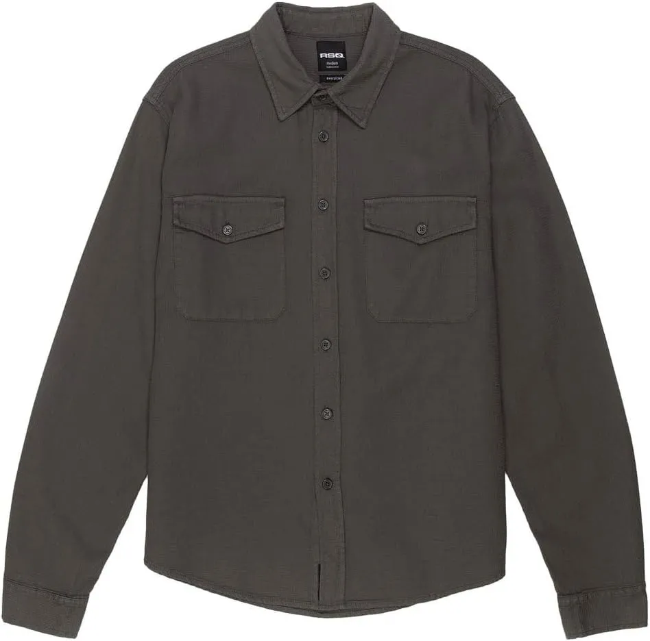 Rsq Mens Waffle Oversized Long Sleeve Button Up Shirt