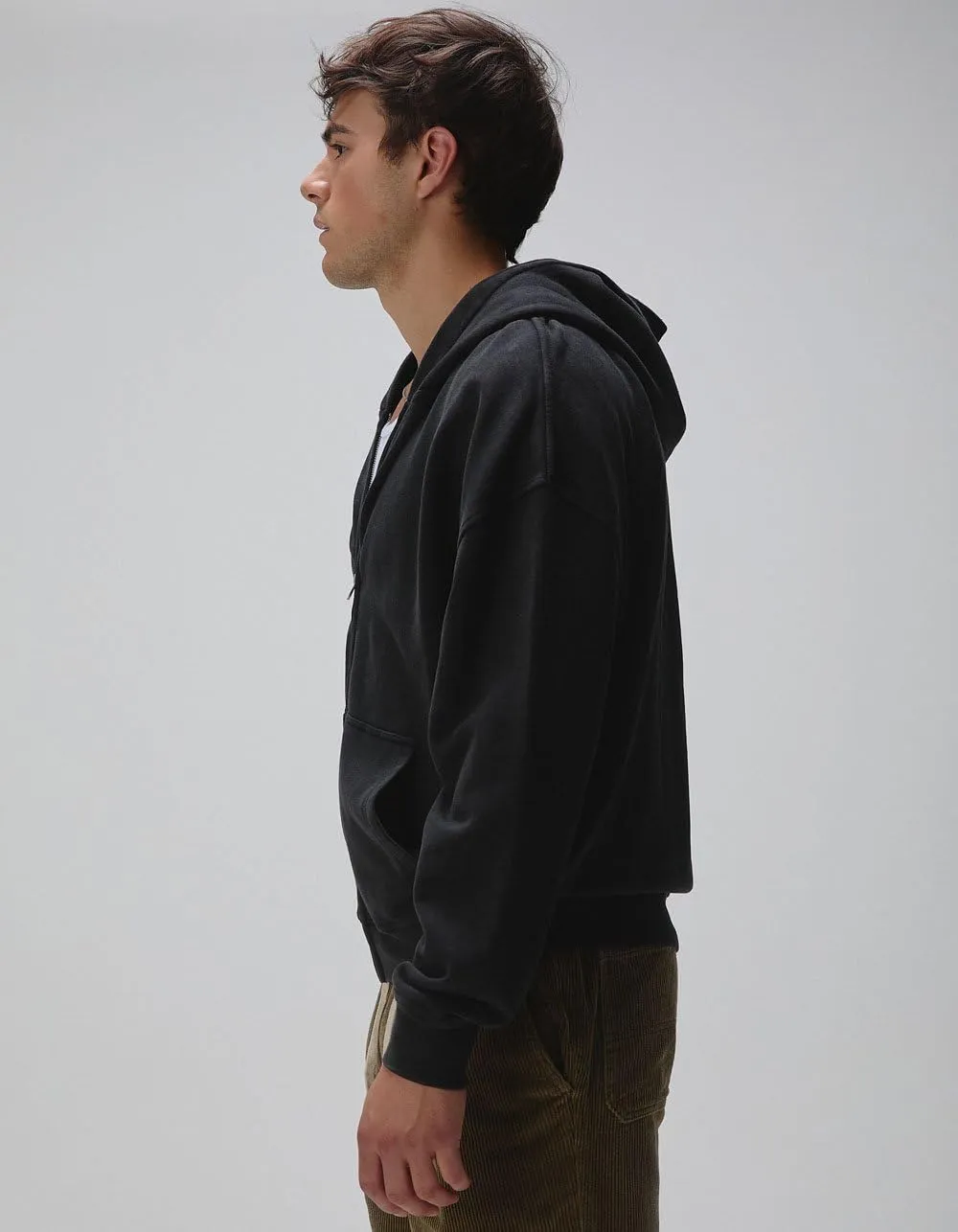 Rsq Mens Washed Zip-Up Oversized Hoodie