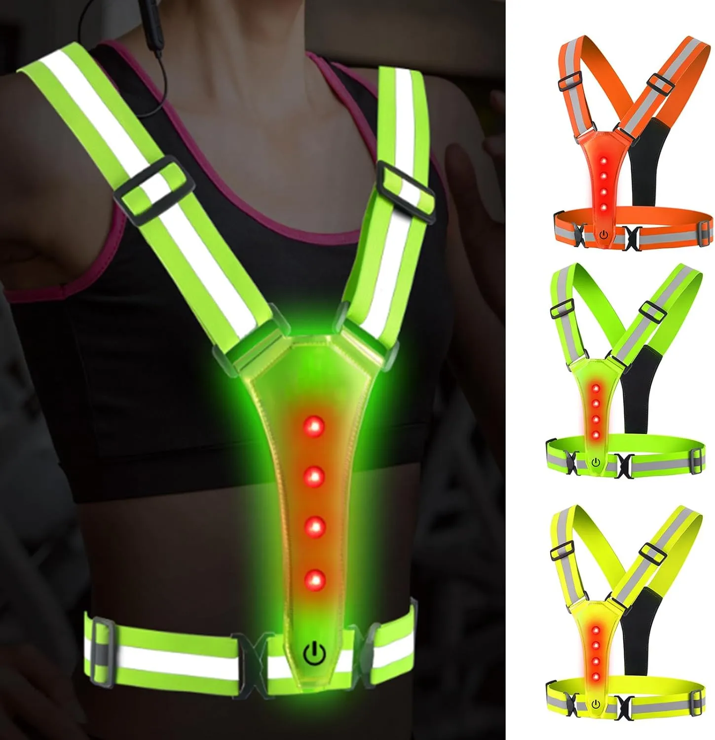 Running Vest USB Rechargeable Running Light for Runner High Visibility LED Reflective Vest Running Reflective Equipment