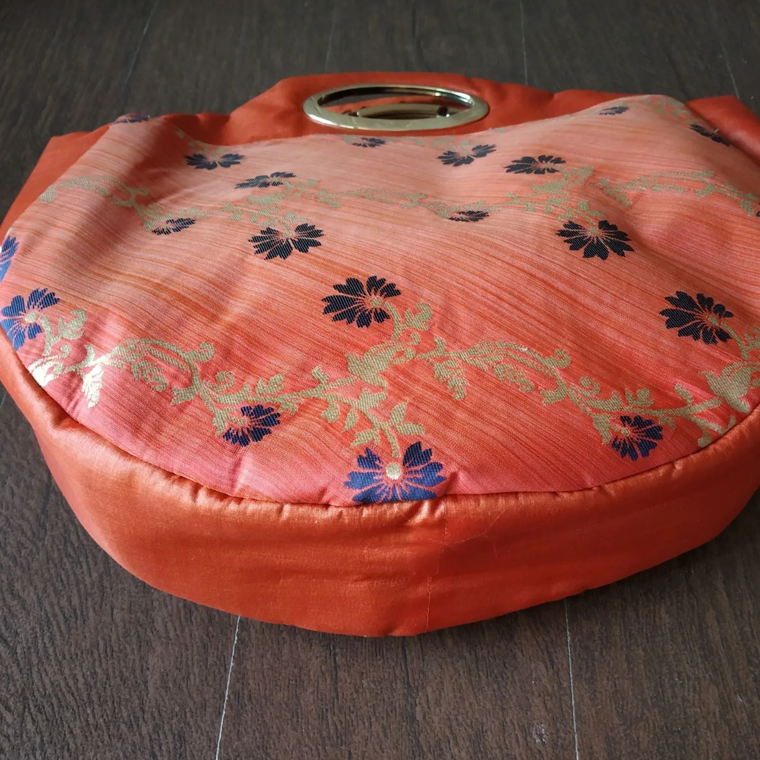 Rust Hand Bag Bag For Women | Silk & Banarasi Elegance | For Festive Grace