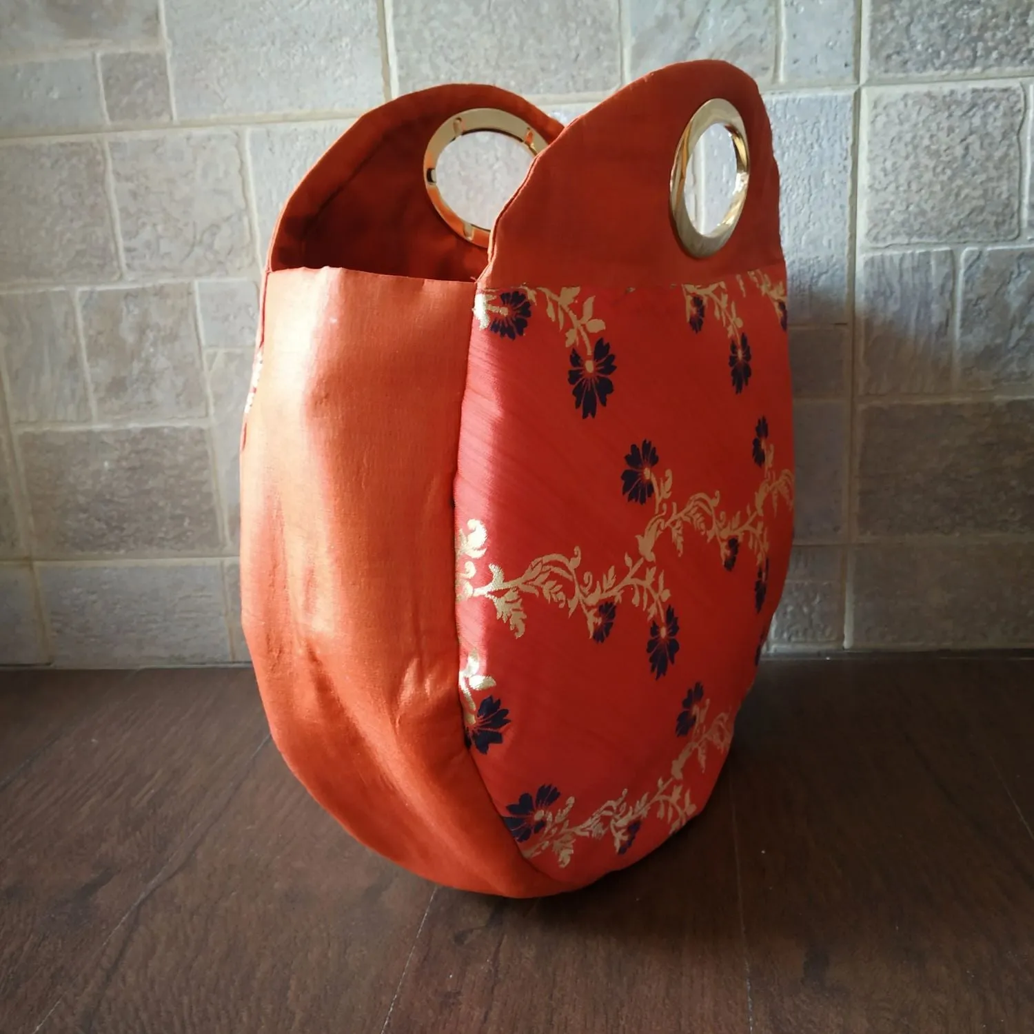 Rust Hand Bag Bag For Women | Silk & Banarasi Elegance | For Festive Grace