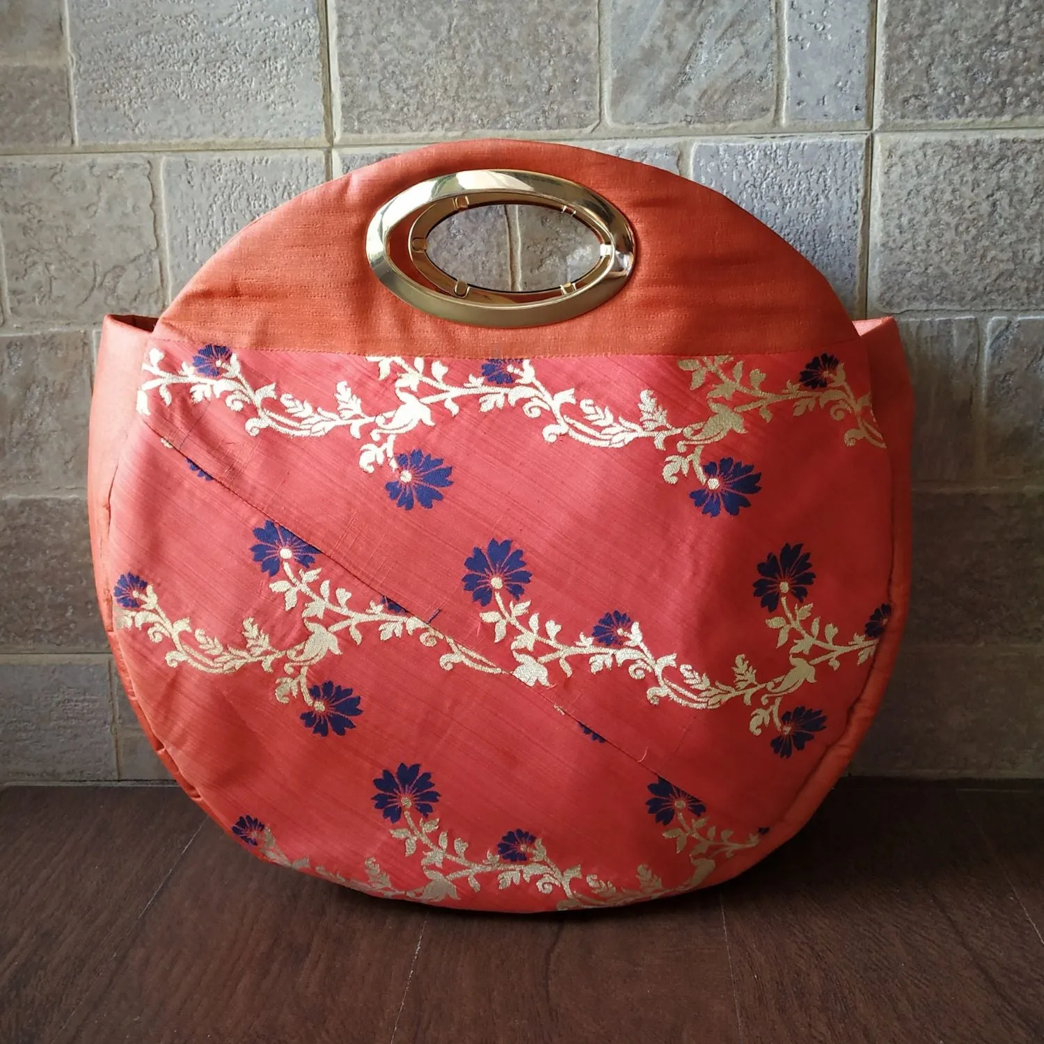 Rust Hand Bag Bag For Women | Silk & Banarasi Elegance | For Festive Grace