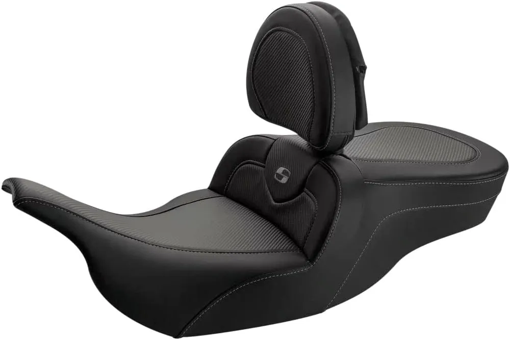 Saddlemen Road Sofa Seat With Backrest (Carbon Fiber) For 97-07 HARLEY FLHTCU