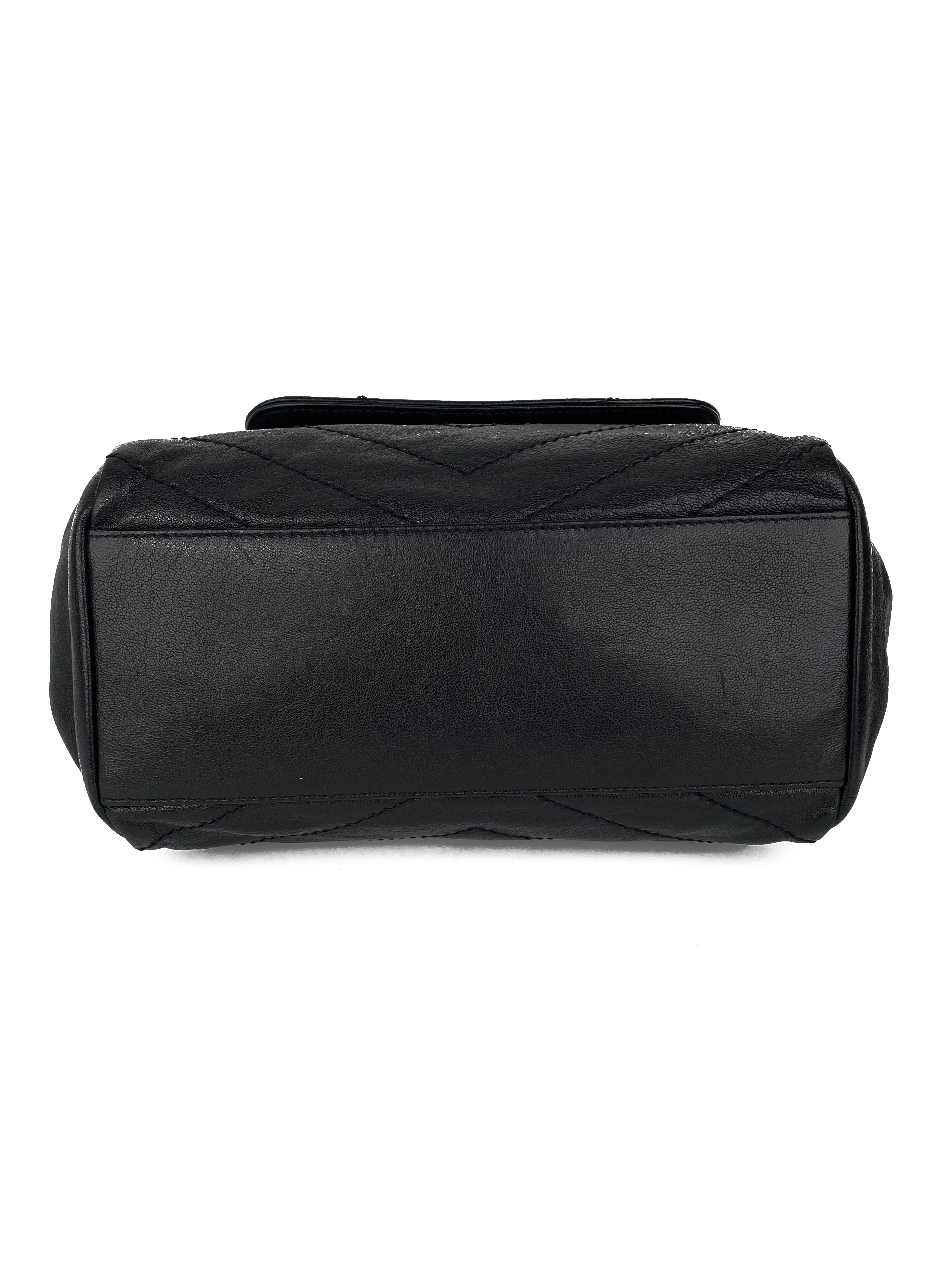 Saint Laurent Black Crinkled Leather Nolita Bag