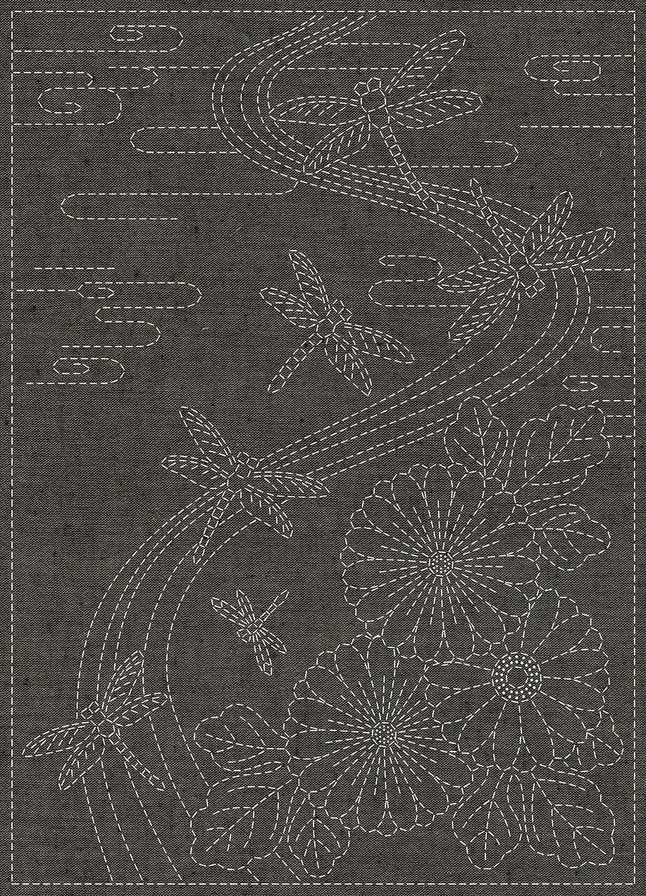 Sashiko Cloth Twilight Dragonfly Brown