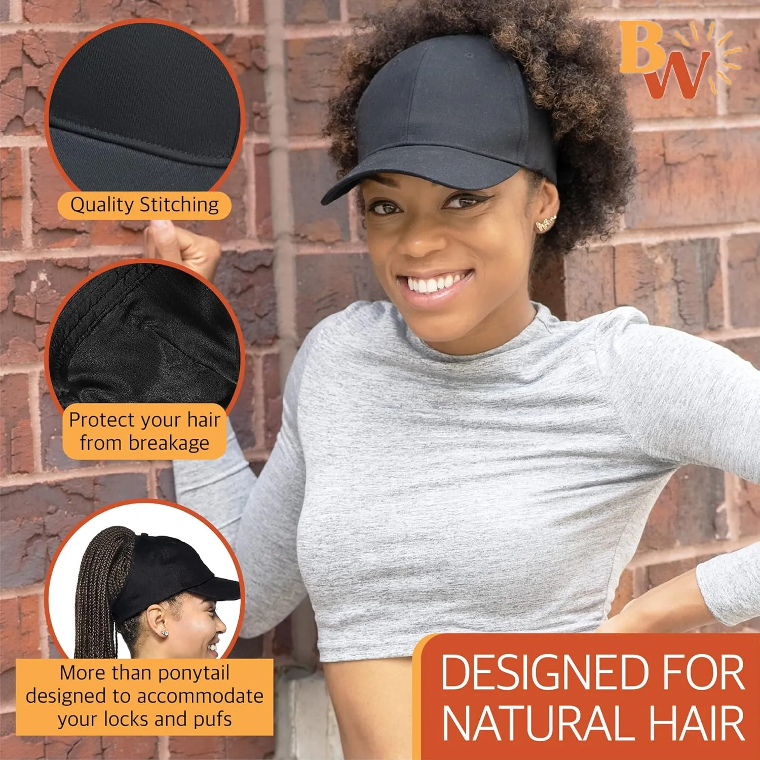 Satin Lined Baseball Hat for Women | Ponytail Hat for Curly Natural Hair | Backless Cap | Curl Hair Cap