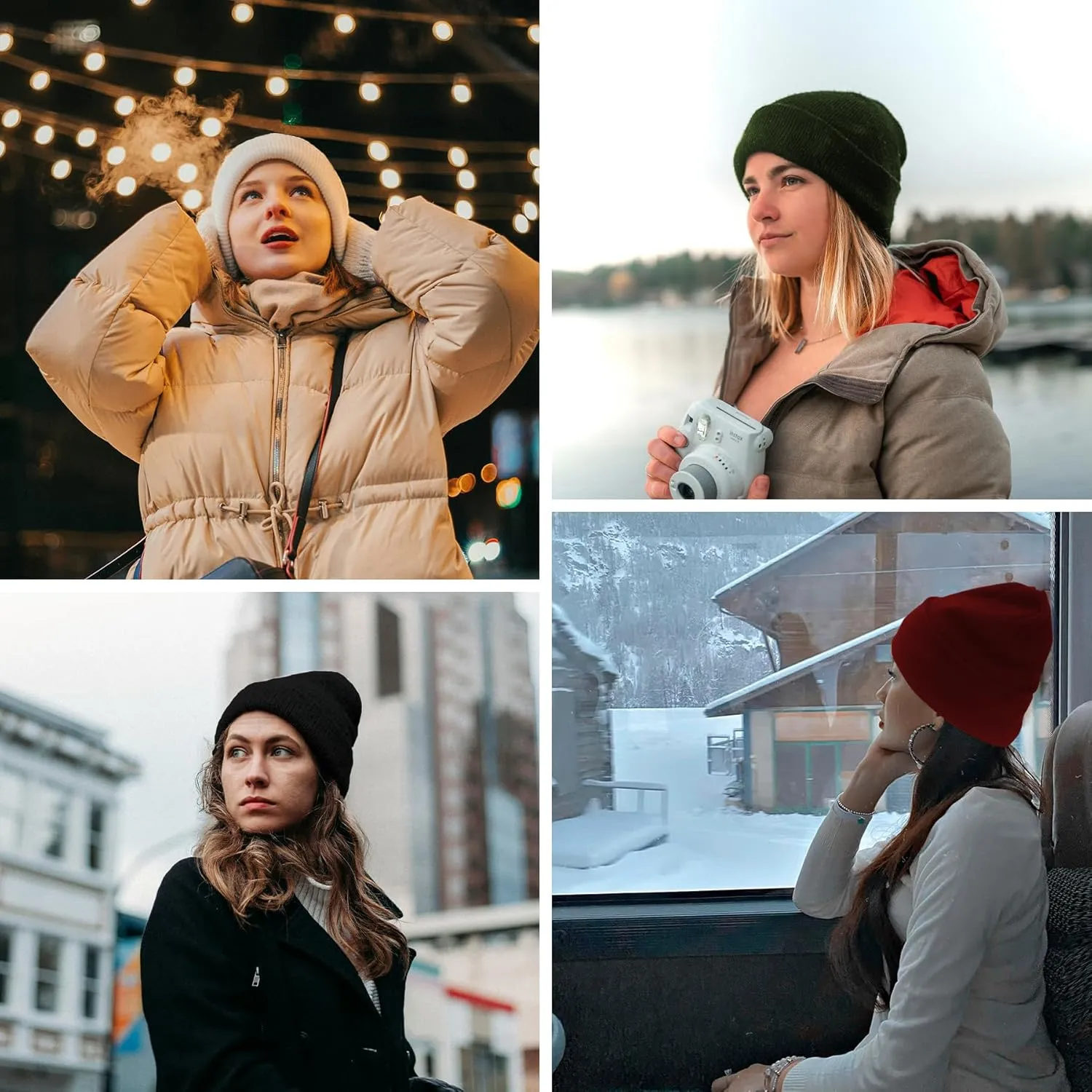 Satin Lined Beanie for Women Winter Warm Soft Lining Cuffed Knit Hats Silk Lined Beanie for Women