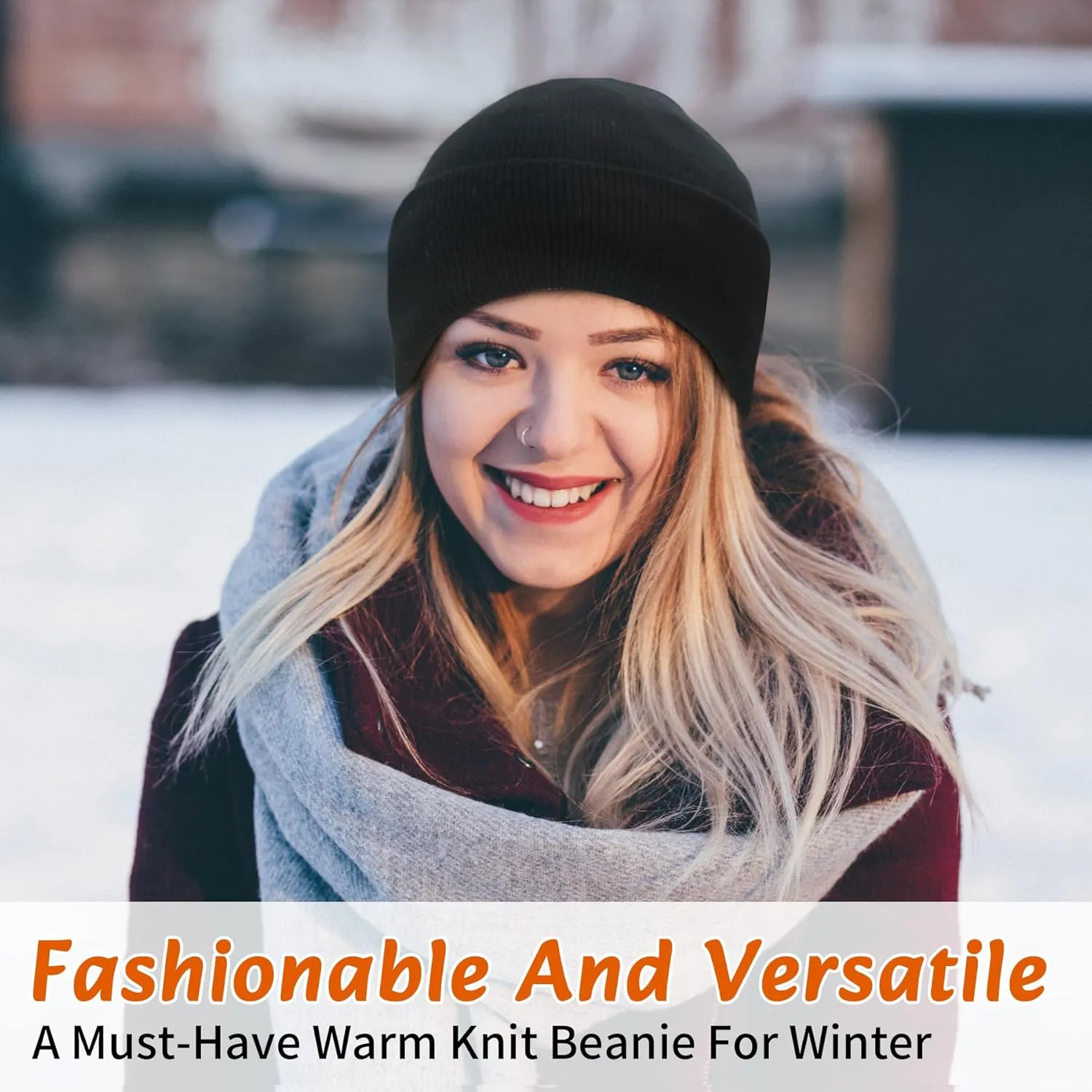 Satin Lined Beanie for Women Winter Warm Soft Lining Cuffed Knit Hats Silk Lined Beanie for Women